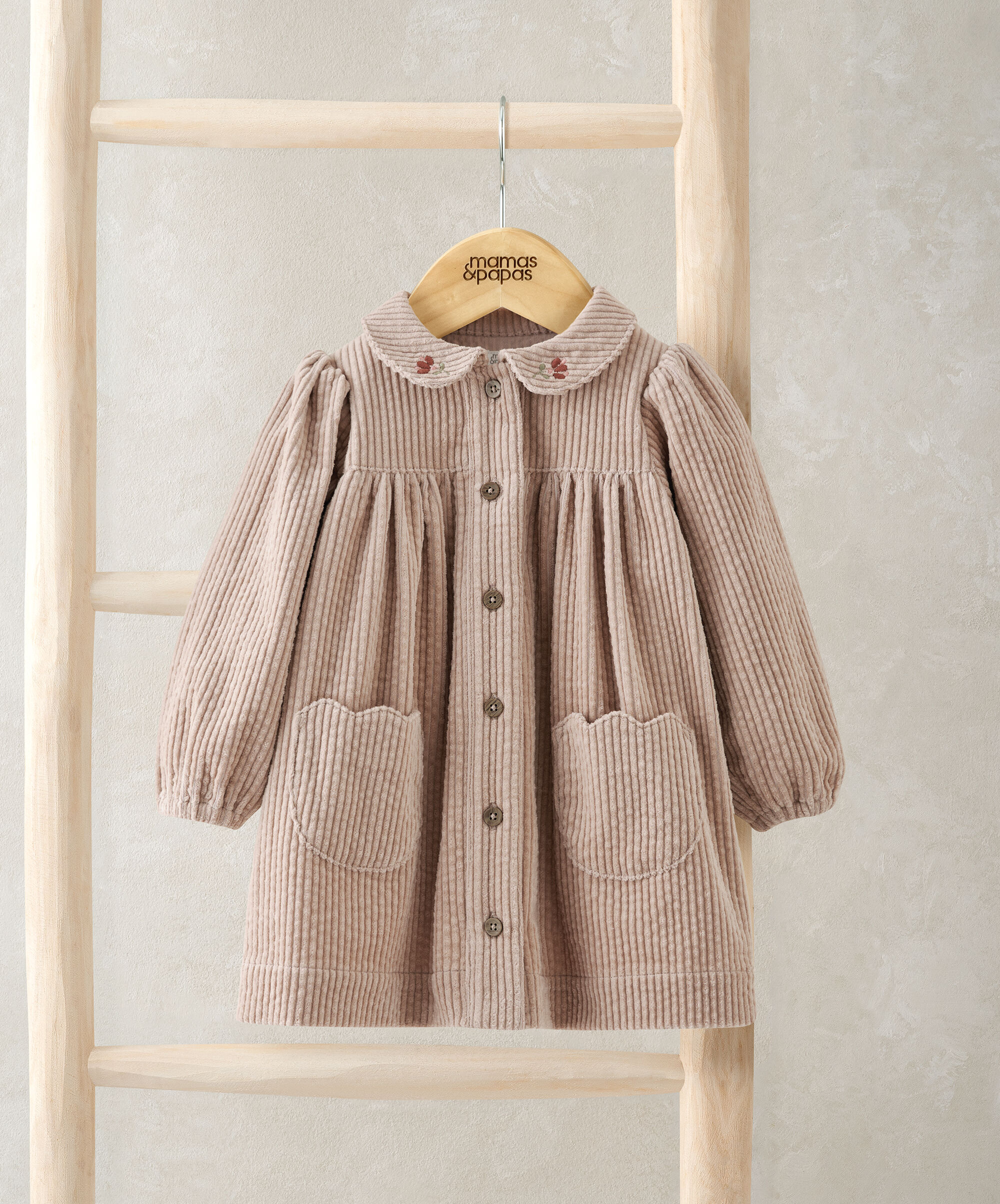 فستان بياقة قطن مخملي مضلع