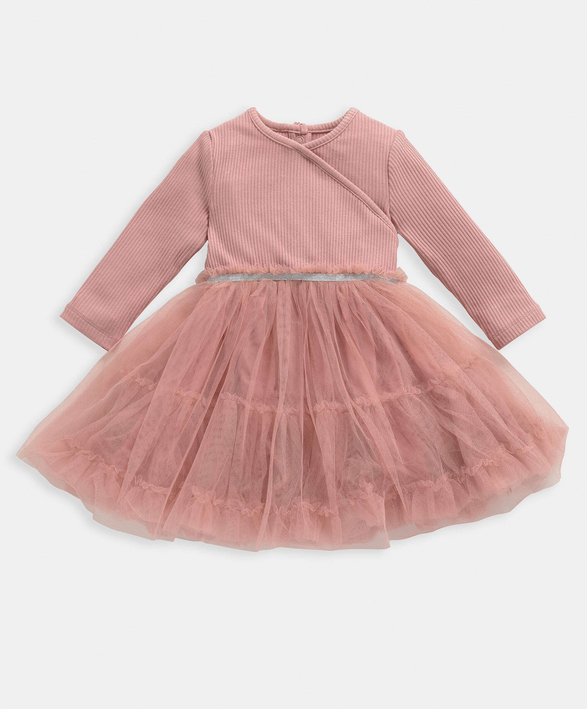 فستان بتصميم ملفوف - وردي image number 1