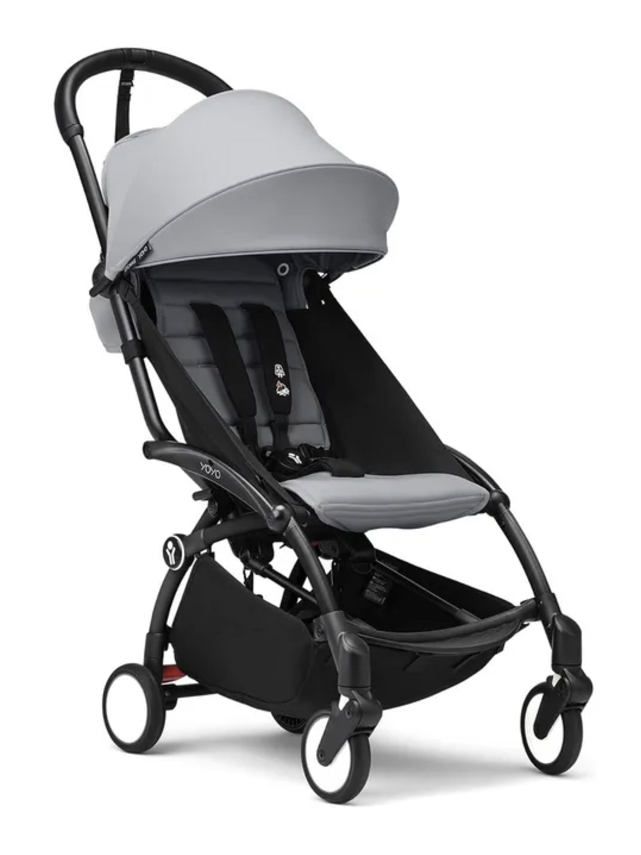 مجموعة هيكل أسود لعربة أطفال ستوك يويو3 مع مجموعة مقعد للأطفال لعمر 6 شهور فأكثر بلون أزرق (قطعتين)