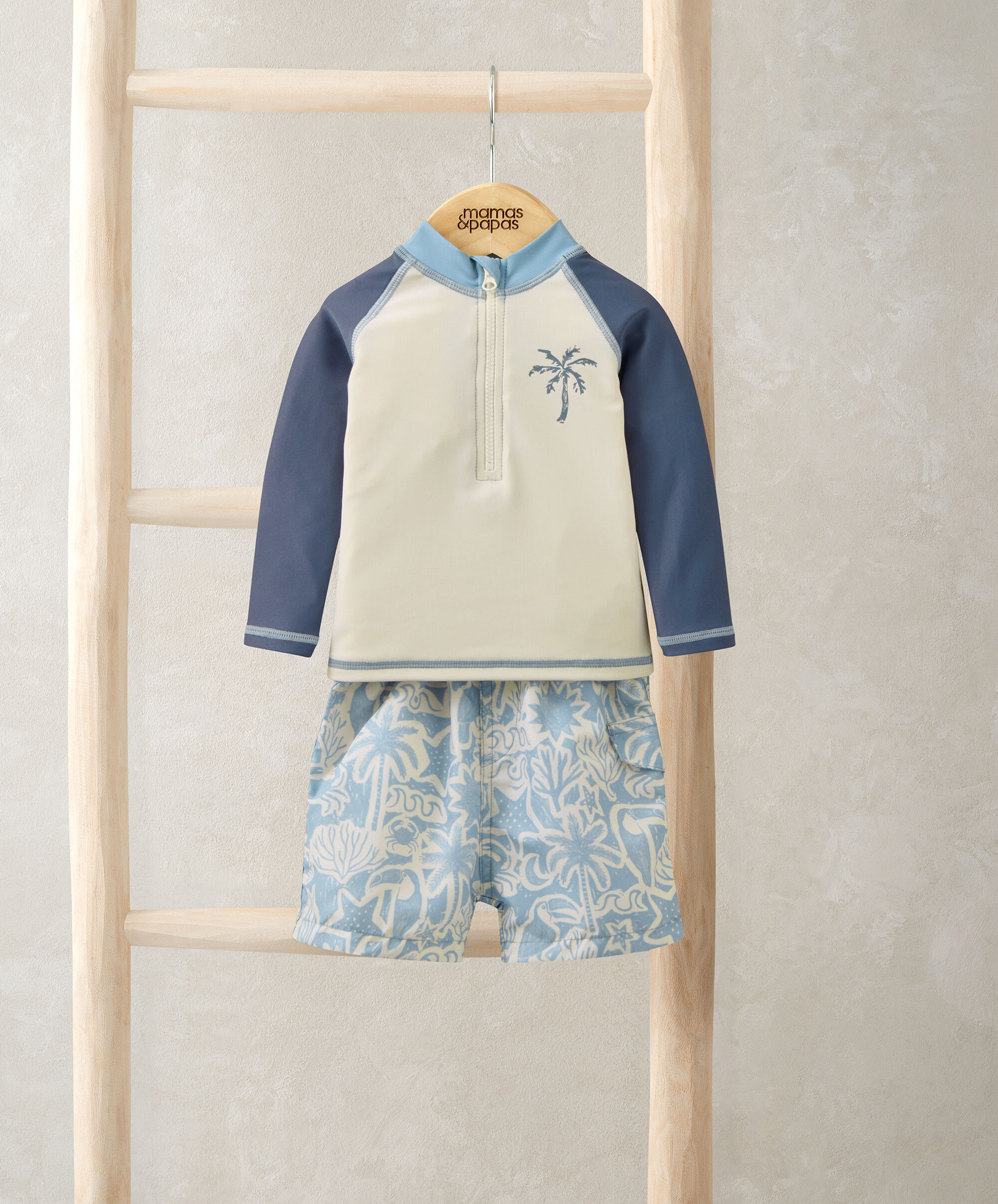 طقم بلوزة بأكمام طويلة وشورت للشاطئ، قطعتين