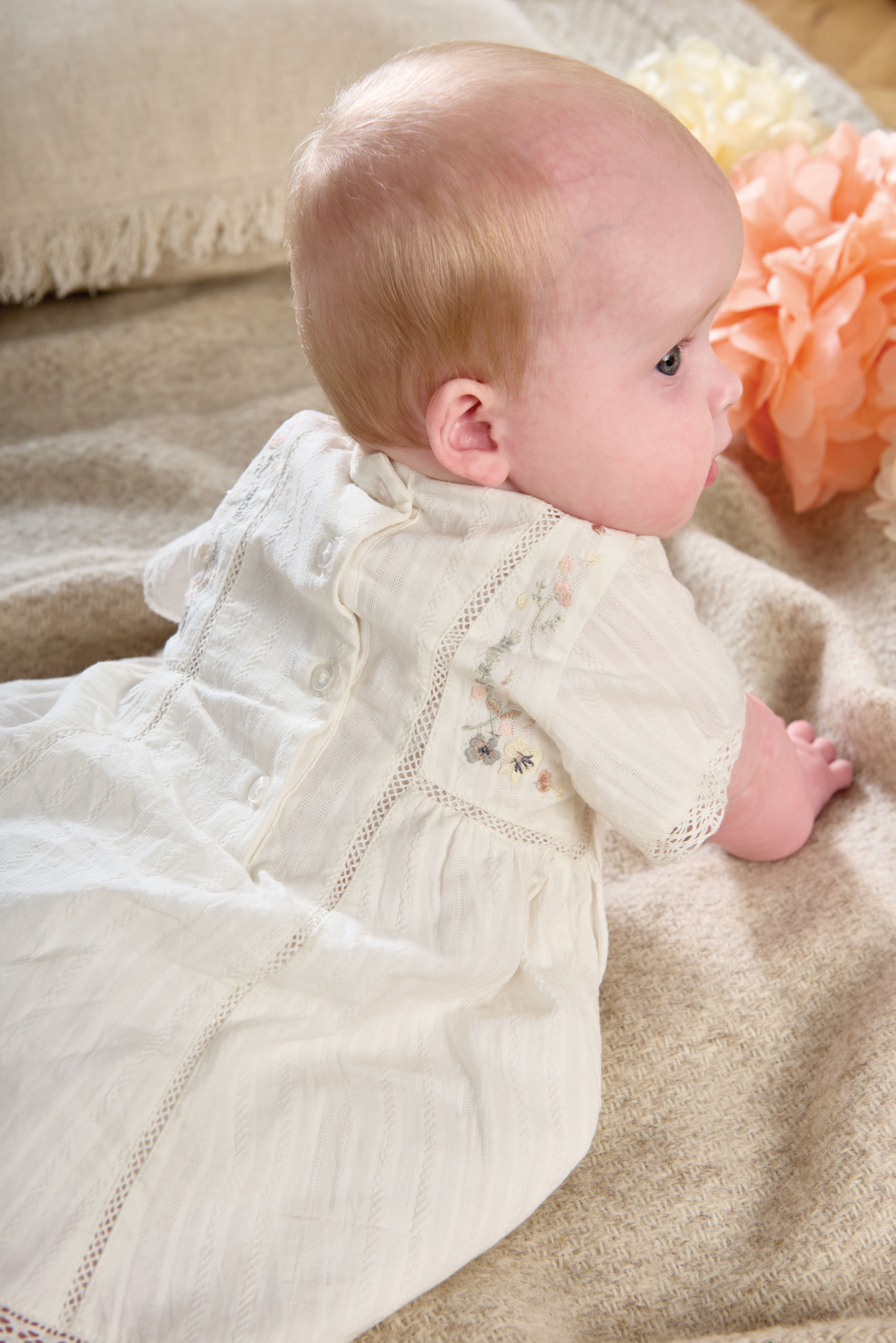 فستان قطن مطرز - أبيض image number 6