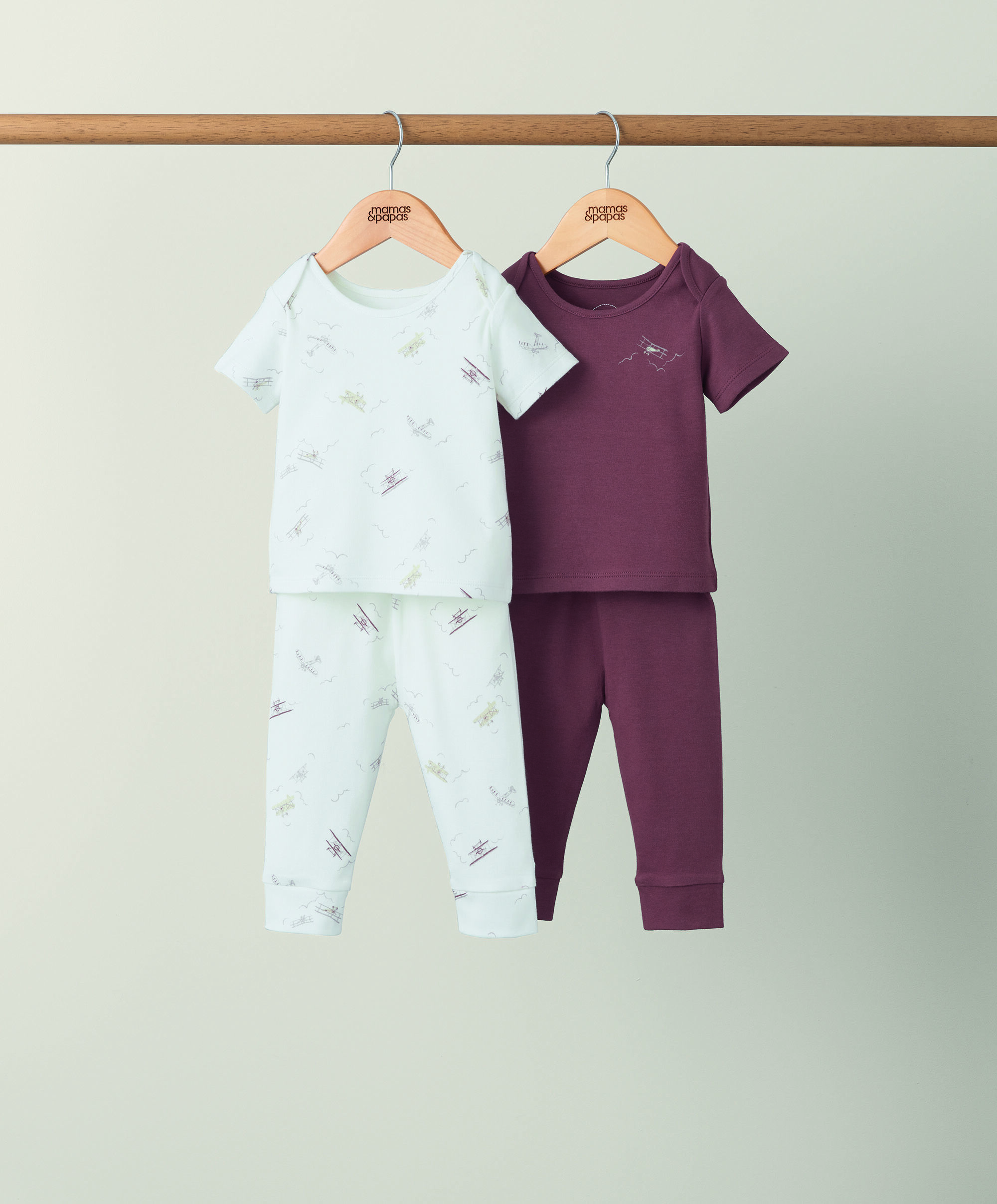 طقم بيجاما جيرسيه بنقشة طائرة - قطعتان image number 1