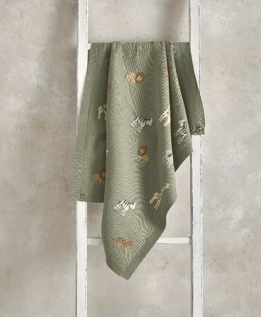 بطانية منسوجة بنقشة سفاري باللون سيج image number 1