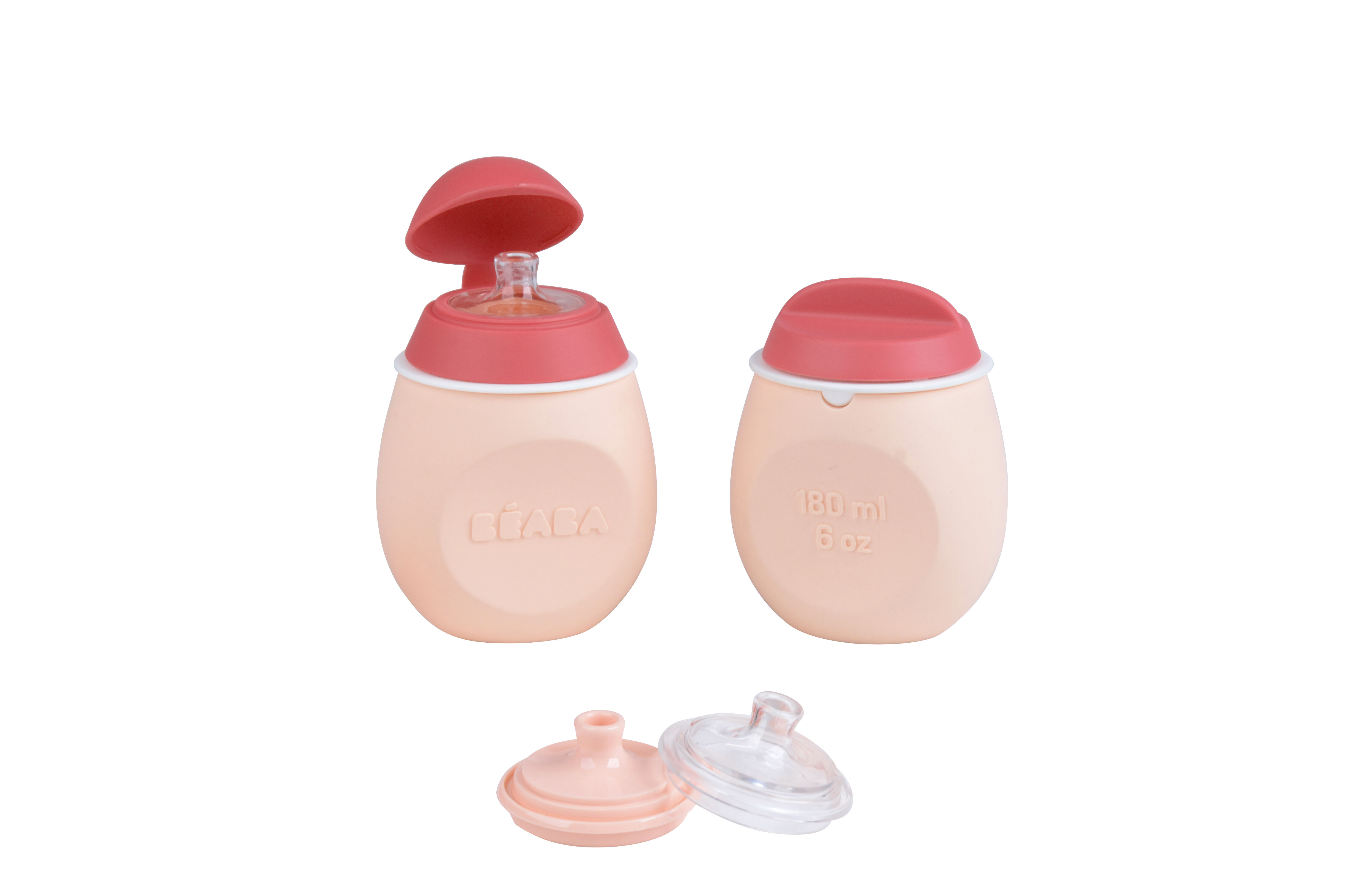 مجموعة إطعام الأطفال بيبي سكويز 2 في 1 وسكويز بورشن من بيبا - وردي image number 3