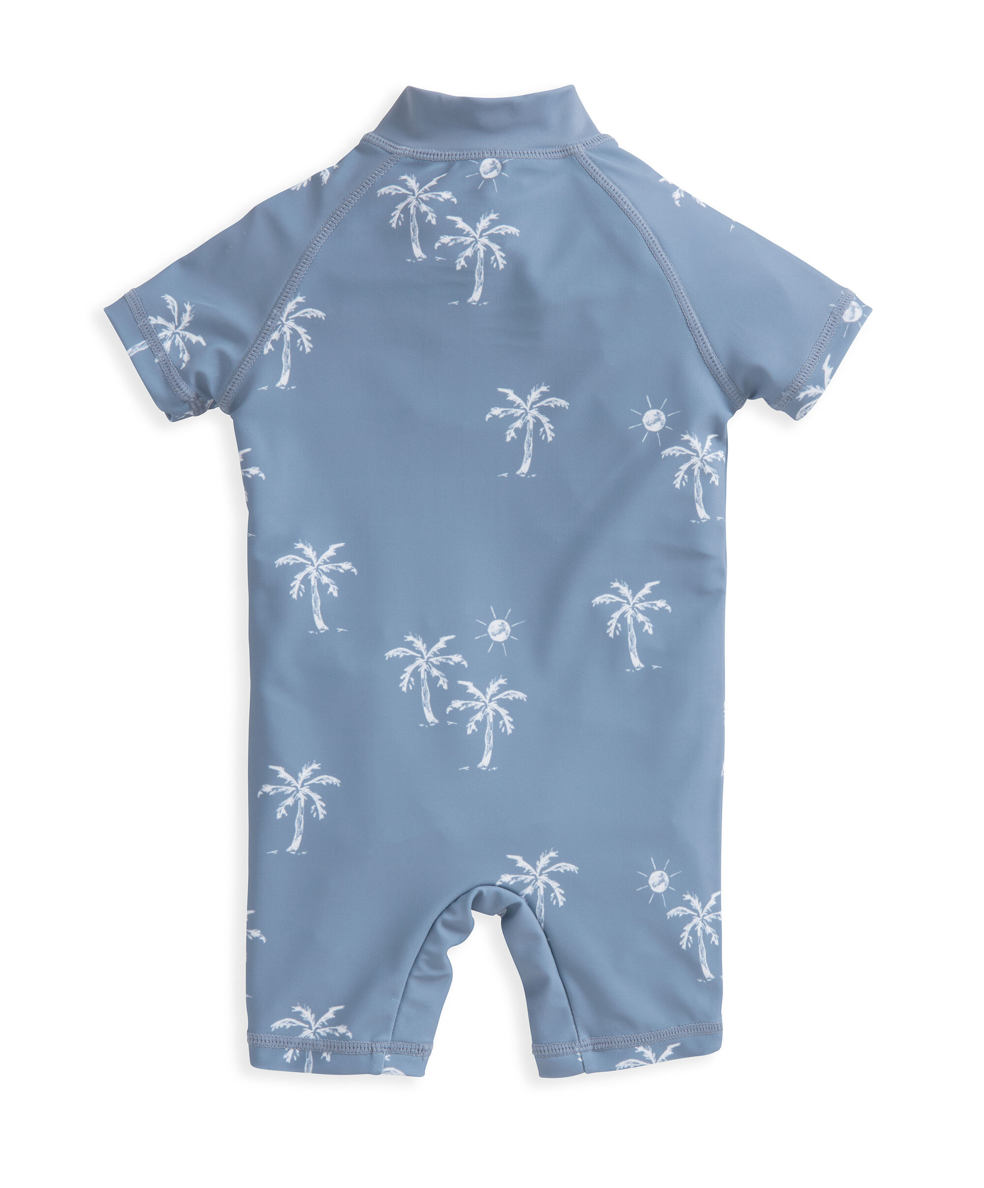 بدلة سباحة بأكمام قصيرة ونقشة أشجار نخيل image number 3