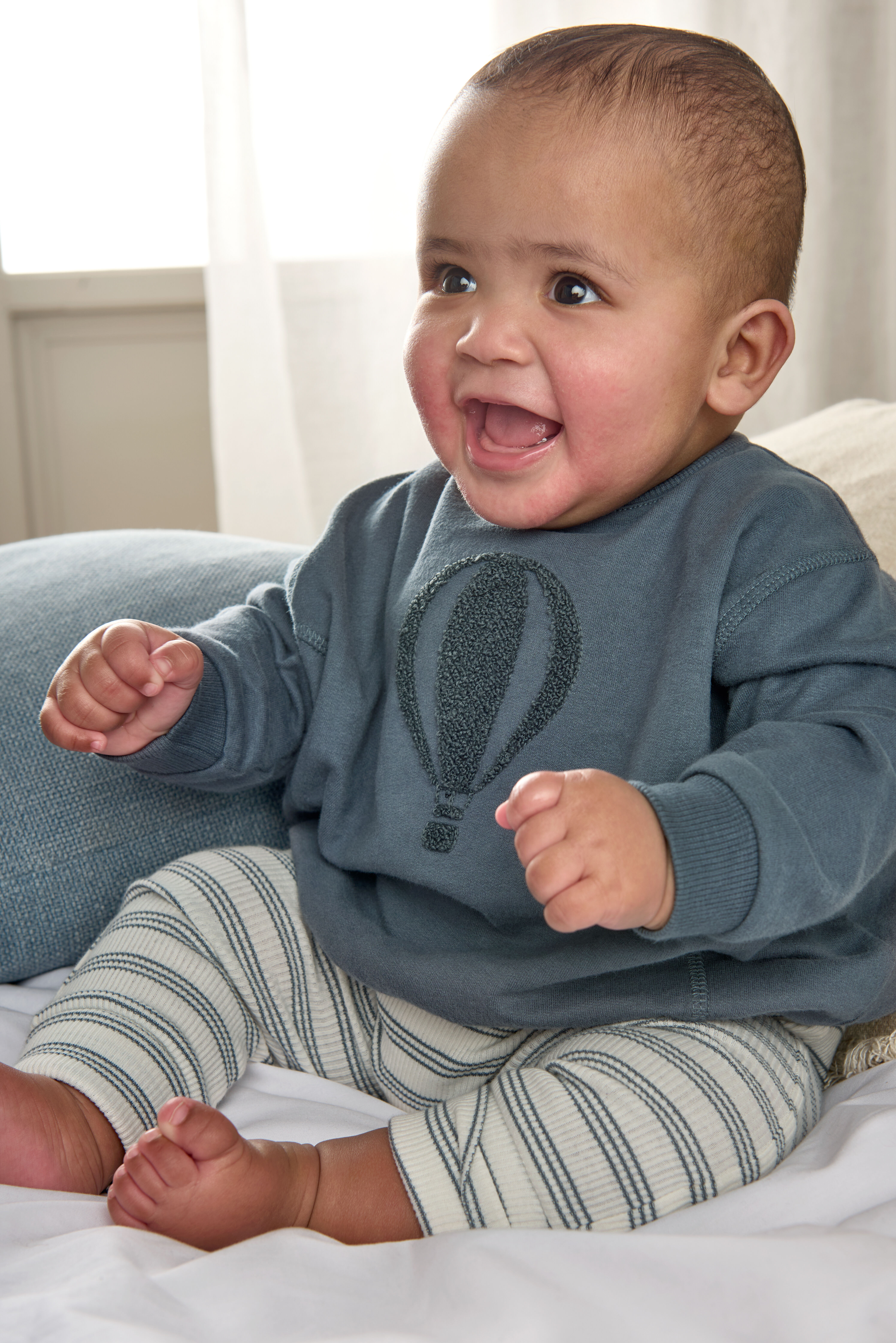 طقم بلوزة ولغينغز بنقشة مخططة - قطعتان image number 7