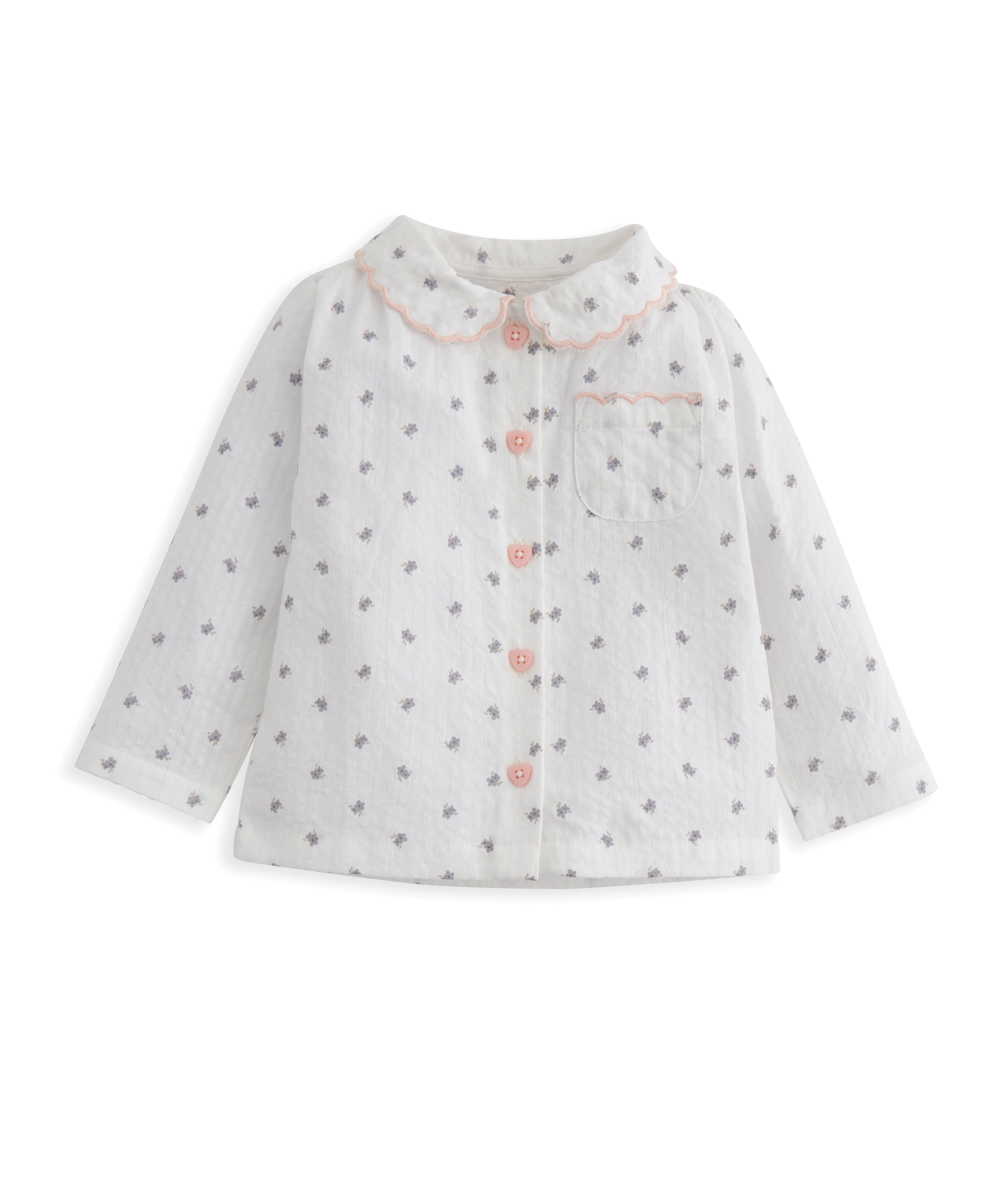 بيجاما بحواف صدفية ونقشة زهور image number 3