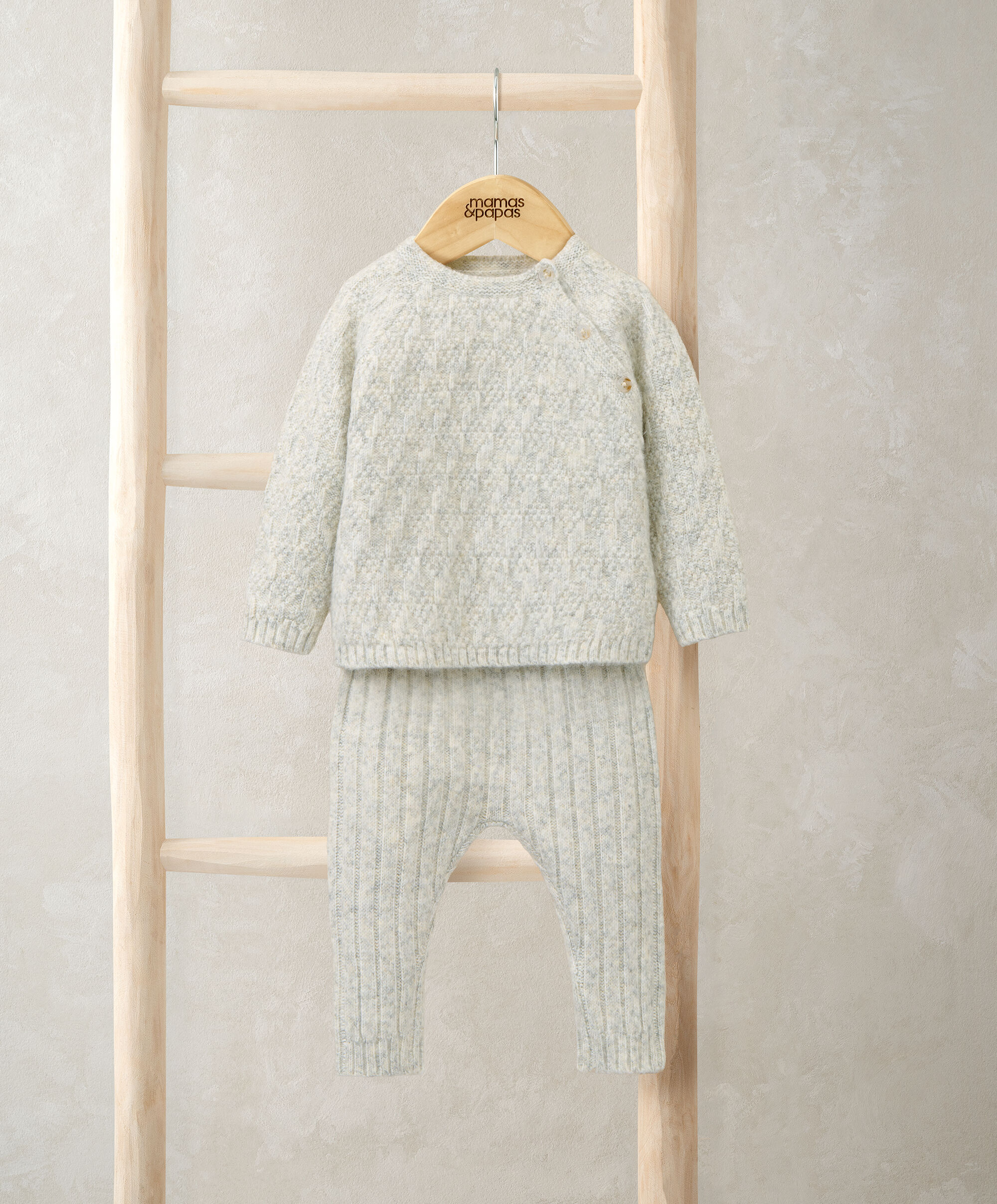 طقم منسوج بلون رمادي، قطعتين