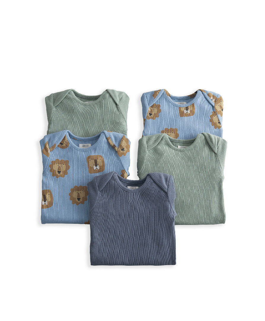 5Pk Lion Print L/S Boysuits image number 3