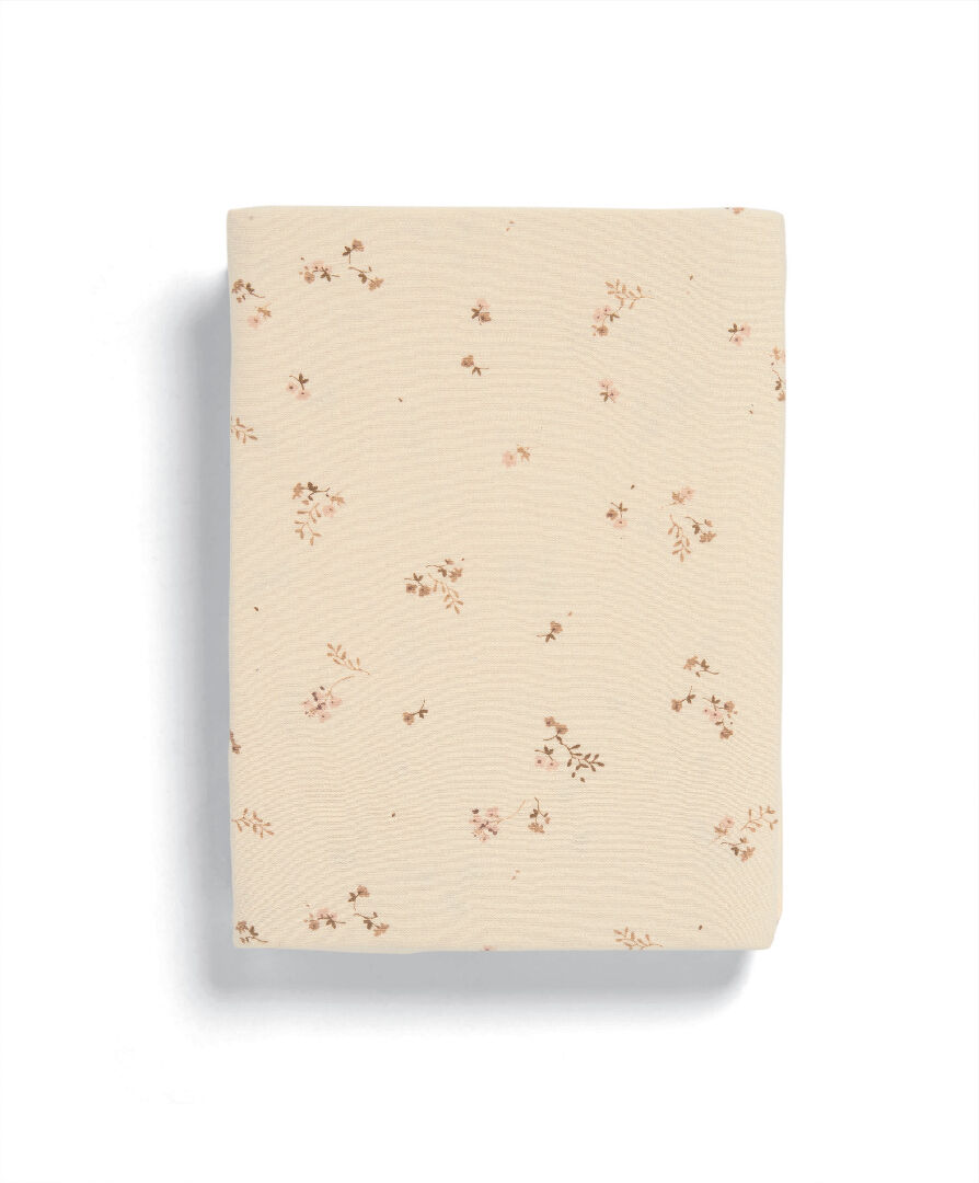 طقم شرشف مهد بحواف مطاطية من قطعتين - نقشة زهور image number 5