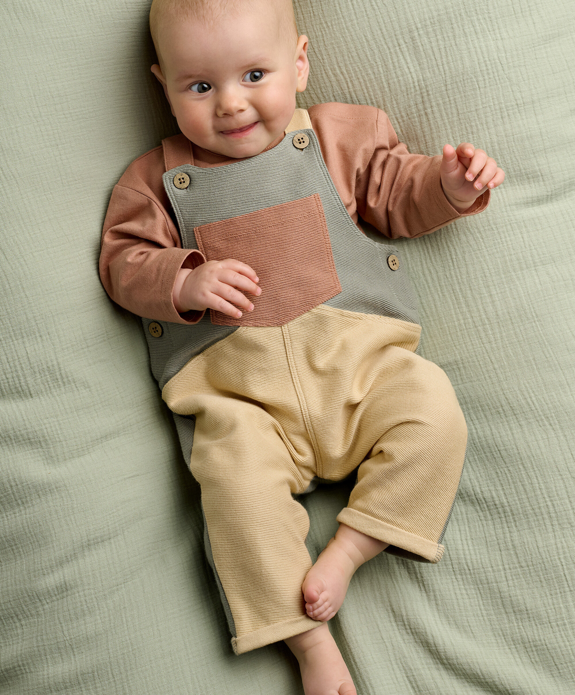 2pc Colour Block Dungaree Set