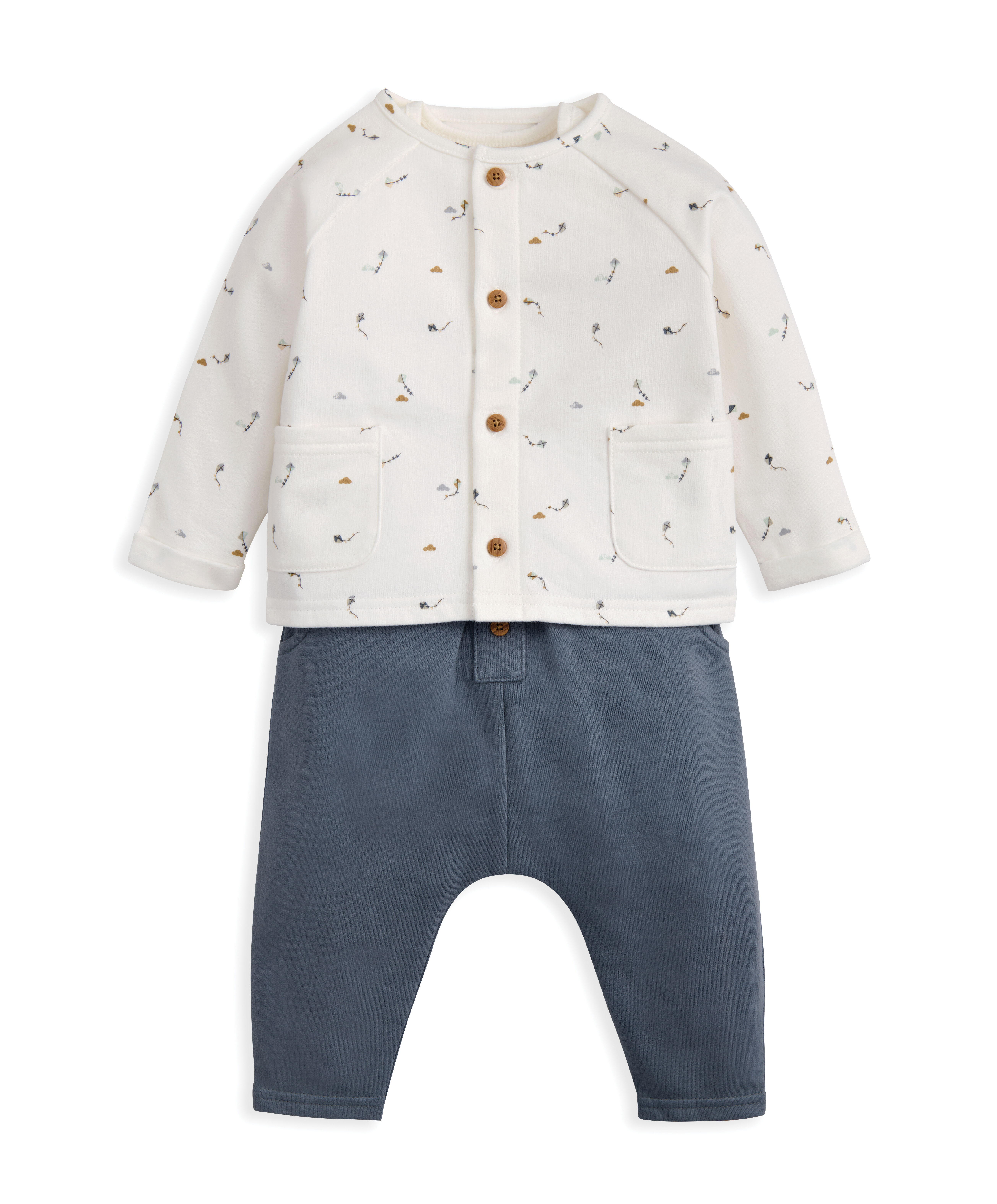 طقم جاكيت مزين بنقشة طائرات ورقية، ثلاث قطع image number 2