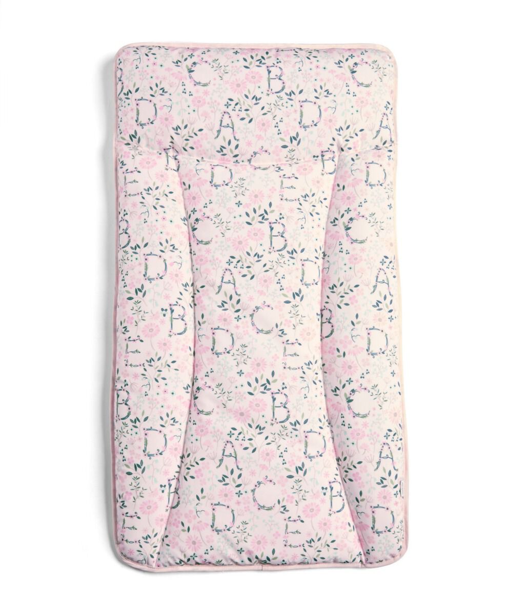 مفرش لتغيير الحفاضات - نقشة أحرف وزهور image number 1