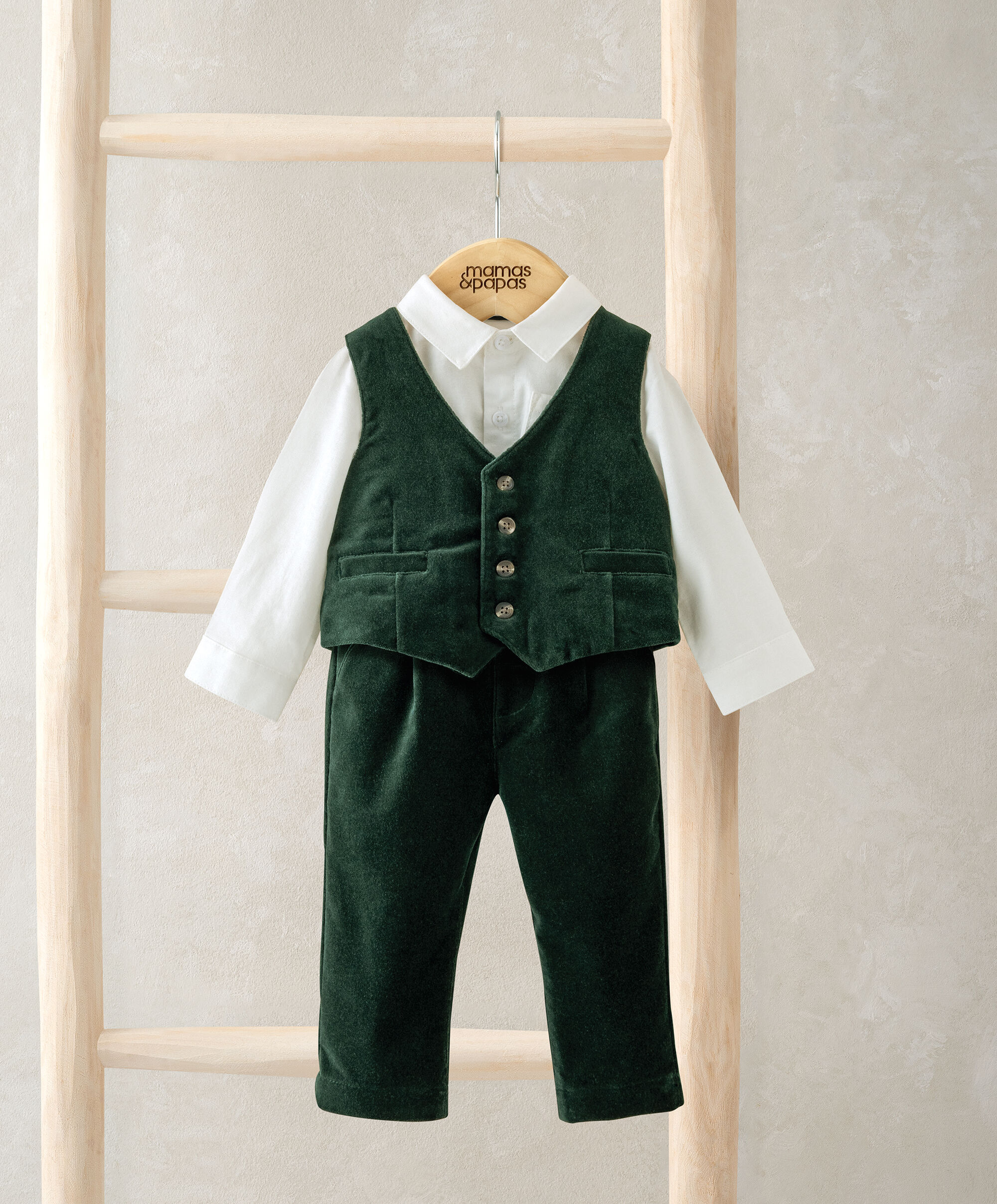 طقم بدلة مخمل بلون أخضر، 3 قطع