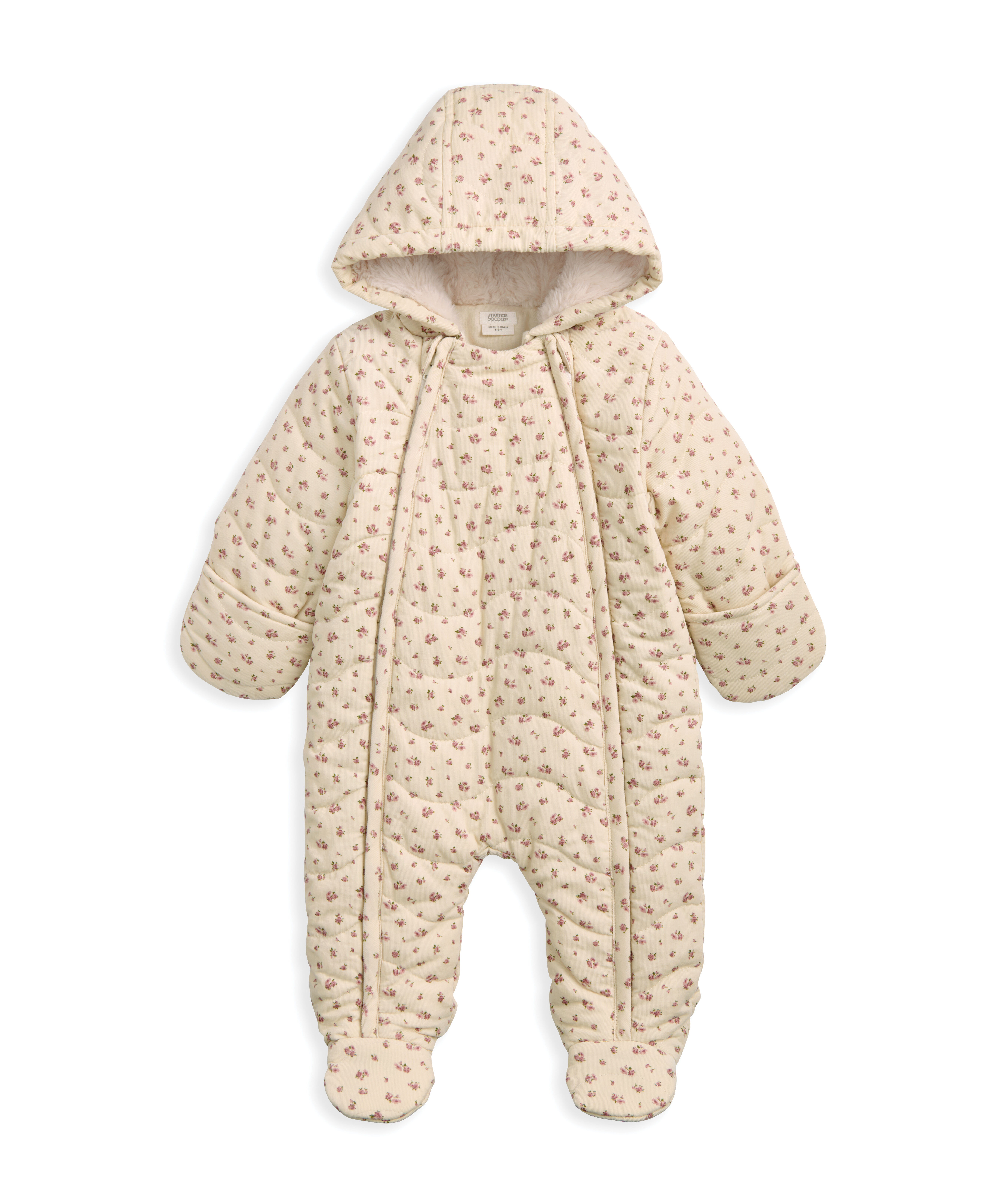 أوفرول بتصميم مبطن ونقشة زهور image number 2