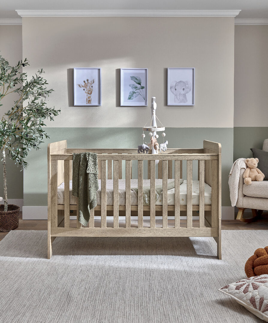 مجموعة مهد وخزانة أطلس بلون خشب بلوط فاتح - قطعتان image number 3