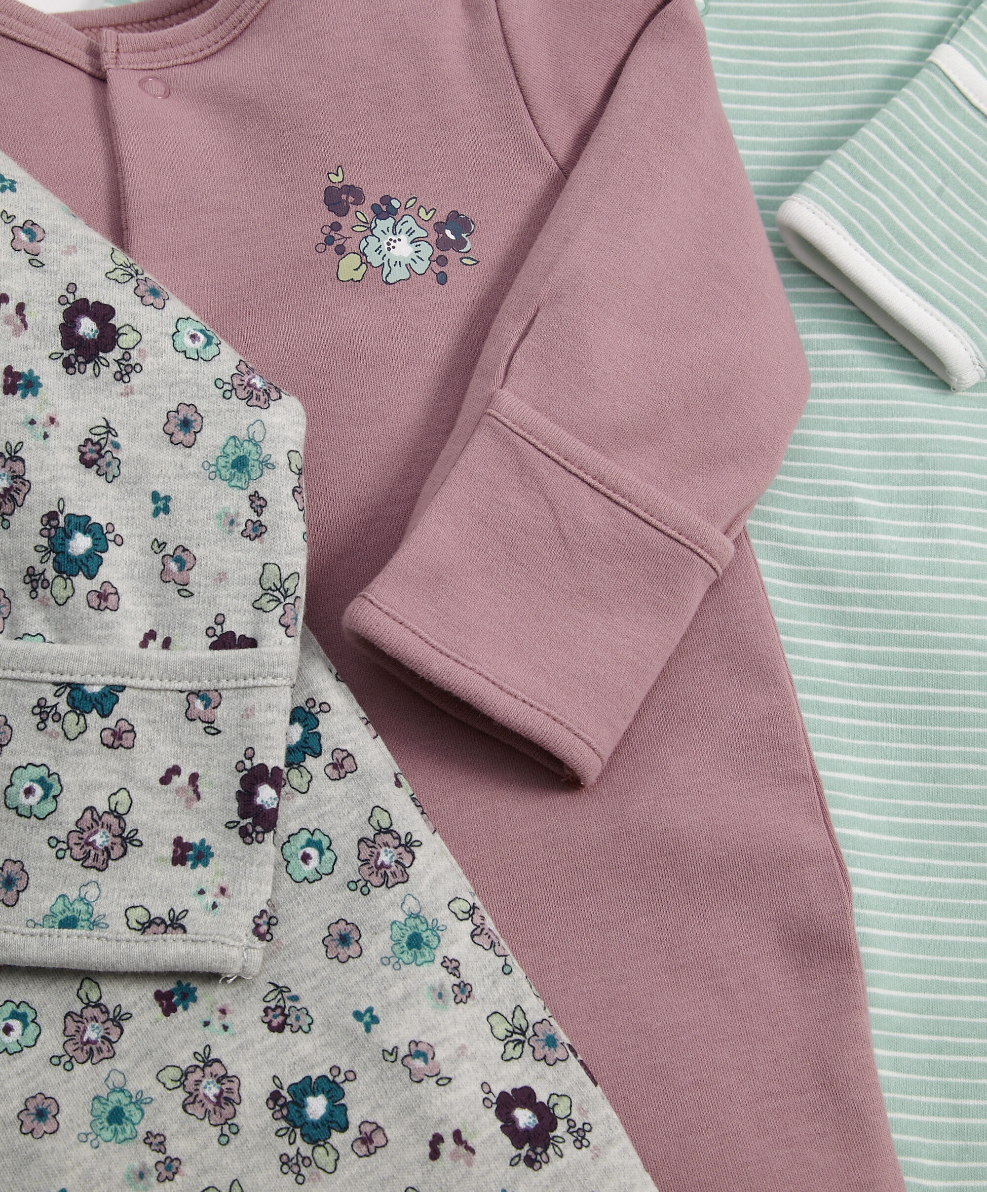 طقم لباس الكل في واحد بنقشة الزهور الرقيقة (طقم مكون من 3 قطع) image number 3