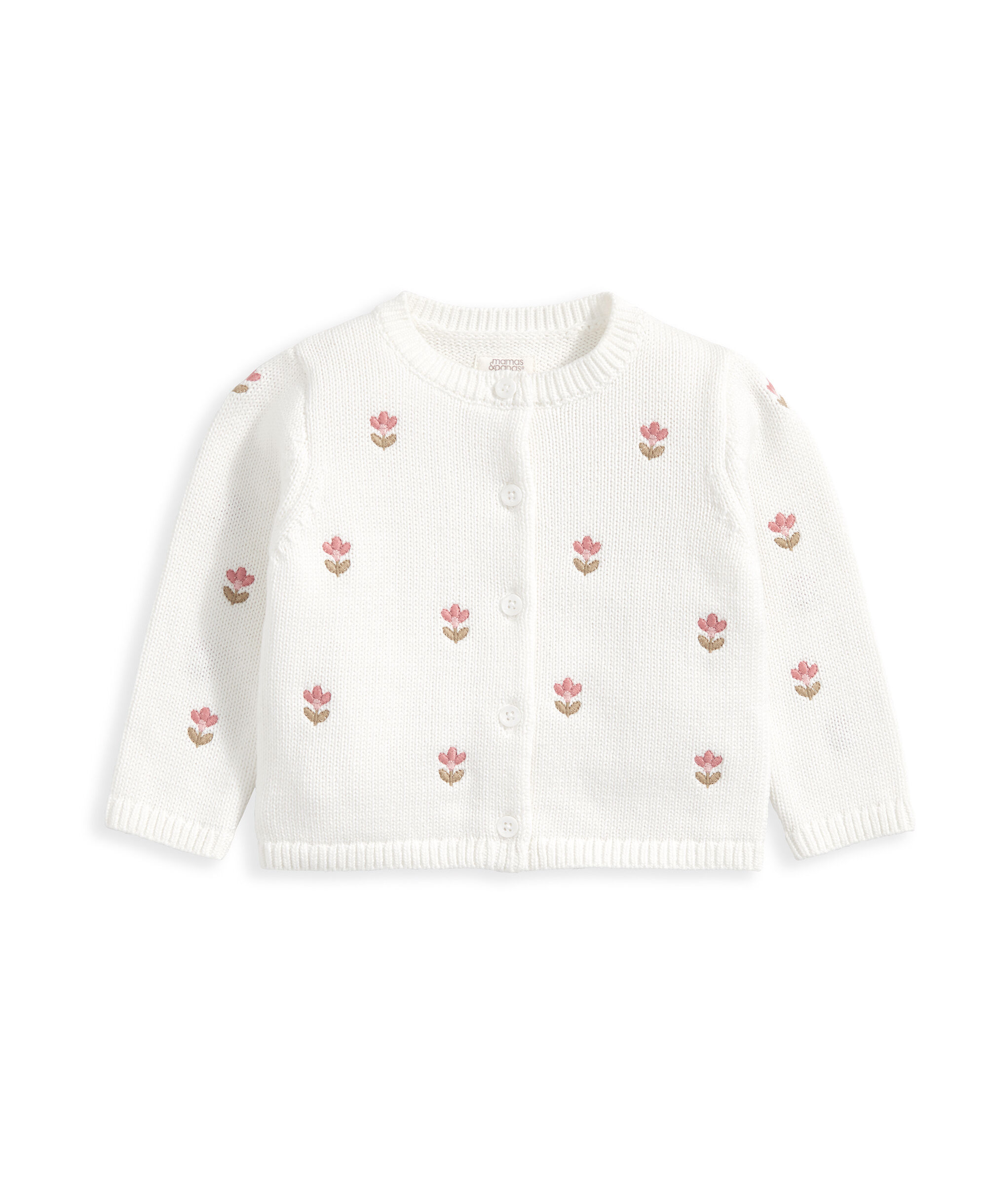 كارديغان منسوج بتطريز زهور - أبيض image number 2