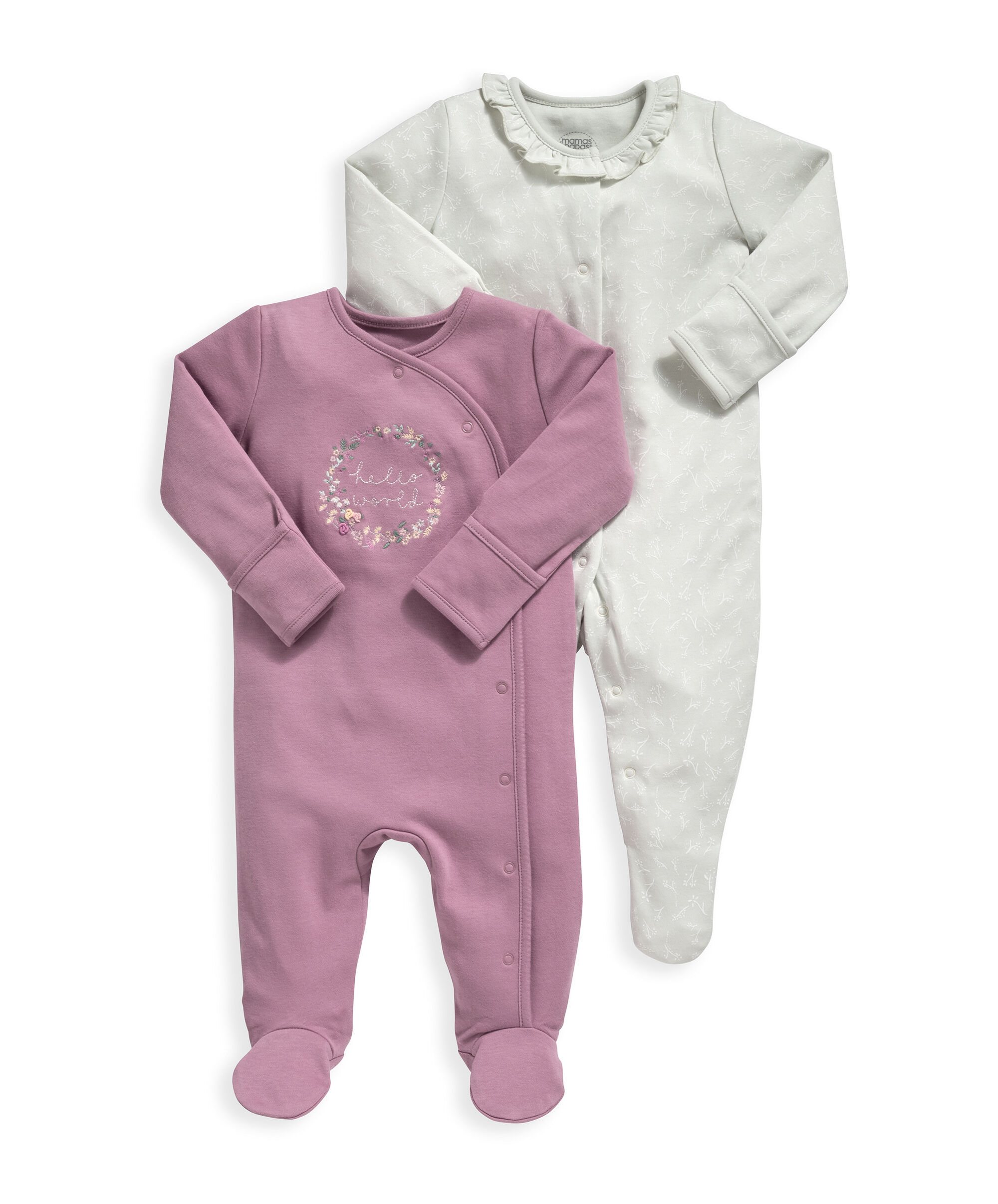 طقم بيجاما قطعة واحدة بنقشة زهور، قطعتان image number 1