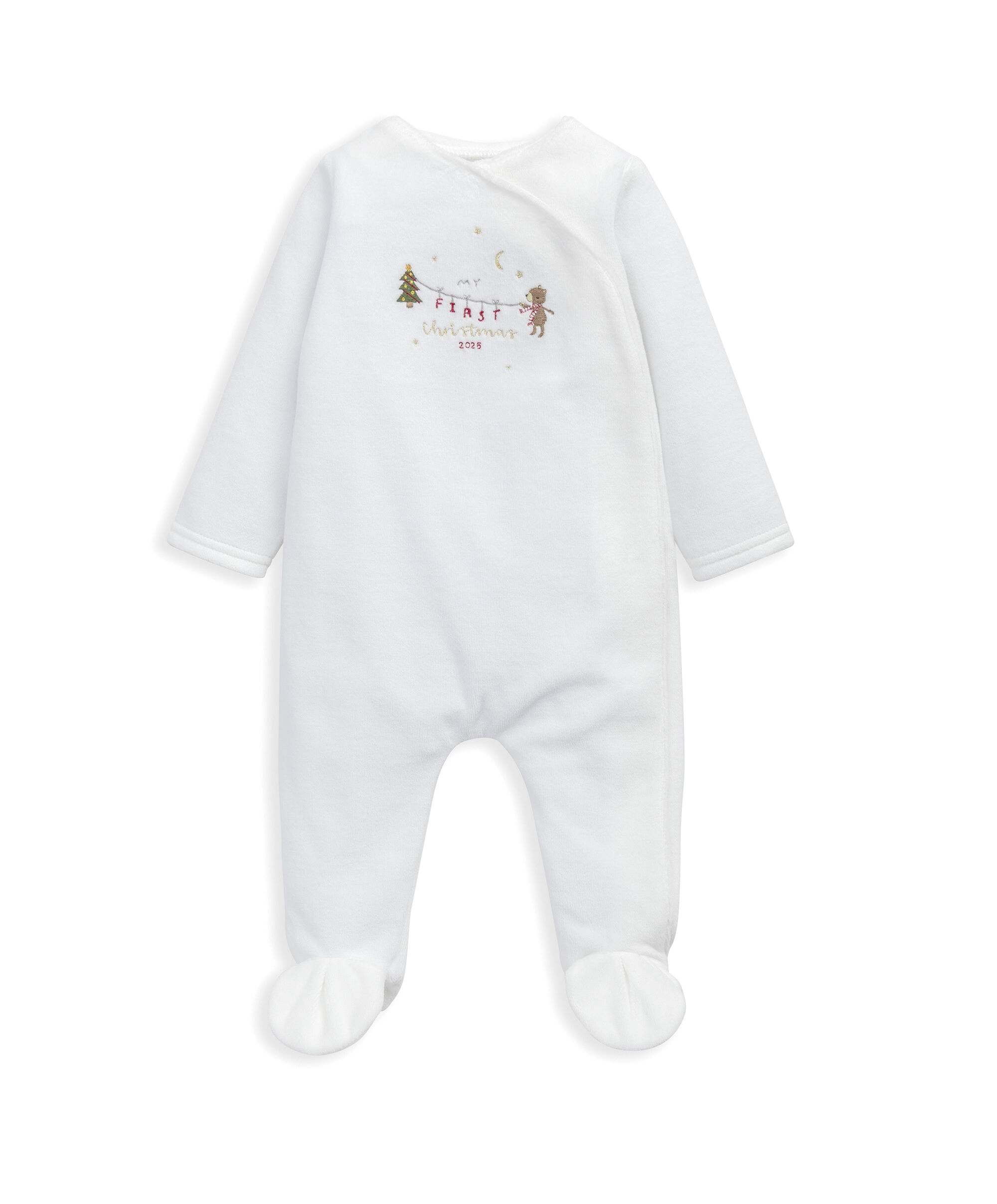 لباس قطعة واحدة بتطريز "ماي فيرست كريسماس" مخمل image number 3