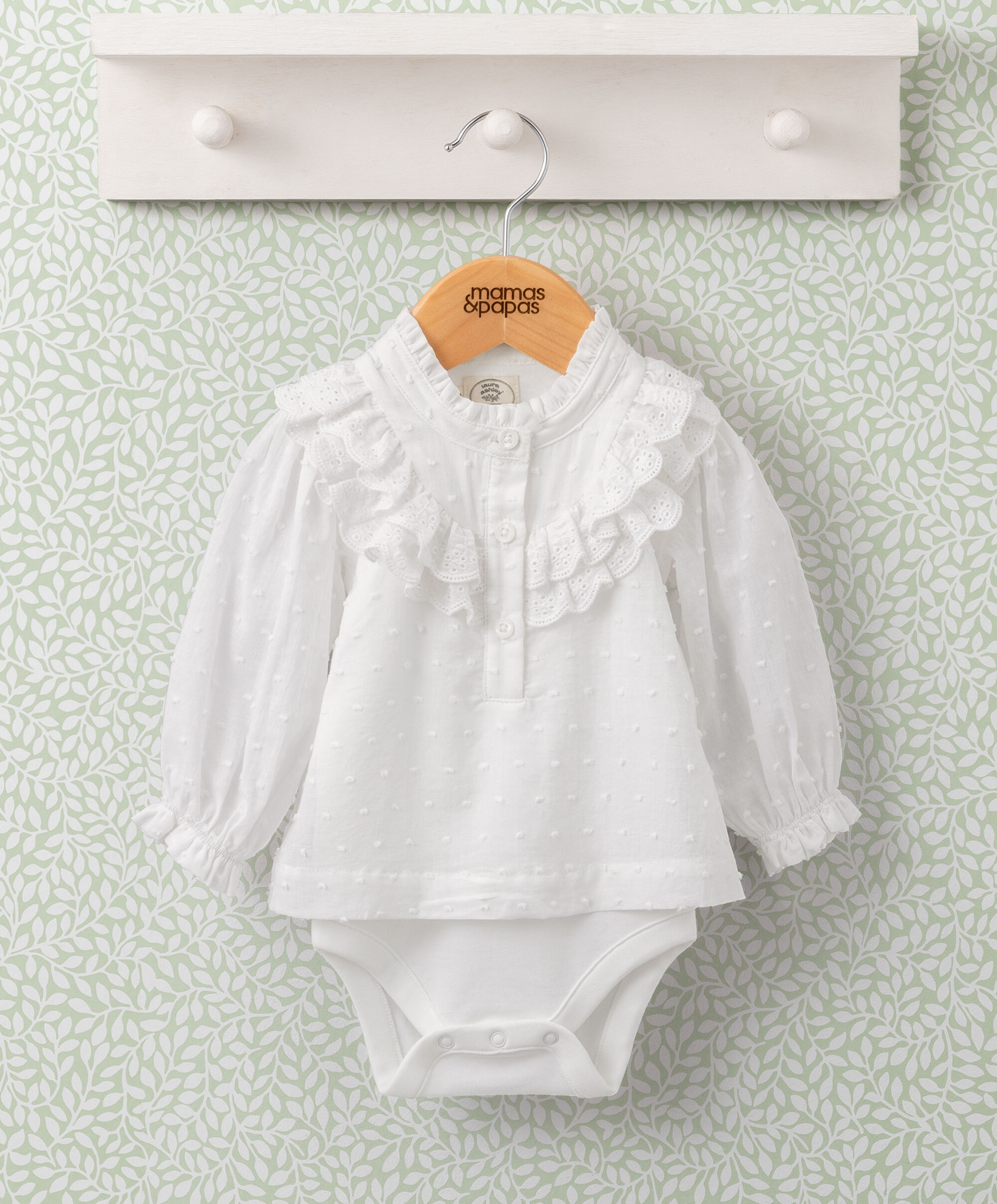 لباس قطعة واحدة بكشكش دانتيل image number 1