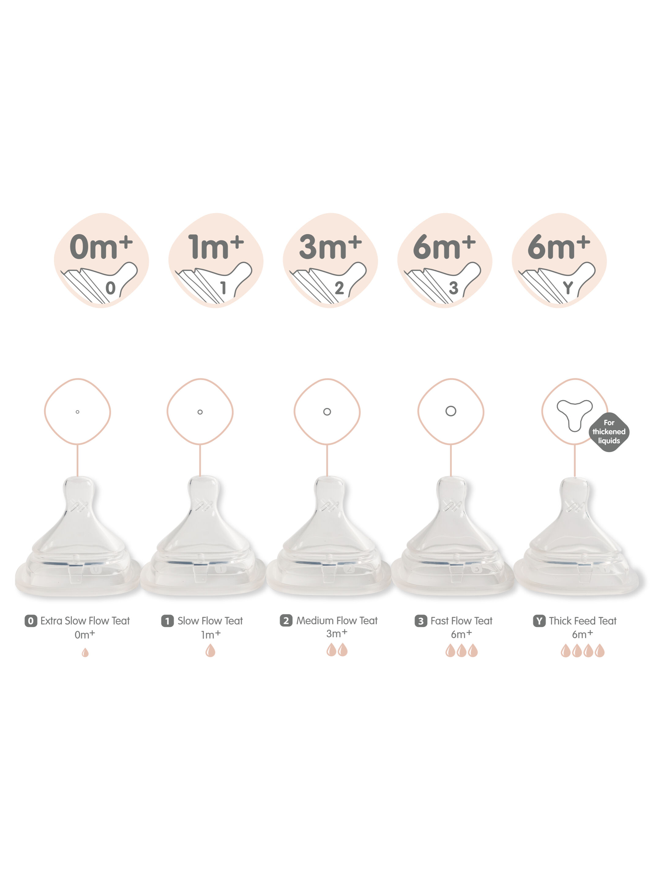 مجموعة حلمات متوسطة التدفق للأطفال من عمر 3 إلى 6 شهور من هيجن - قطعتان image number 3