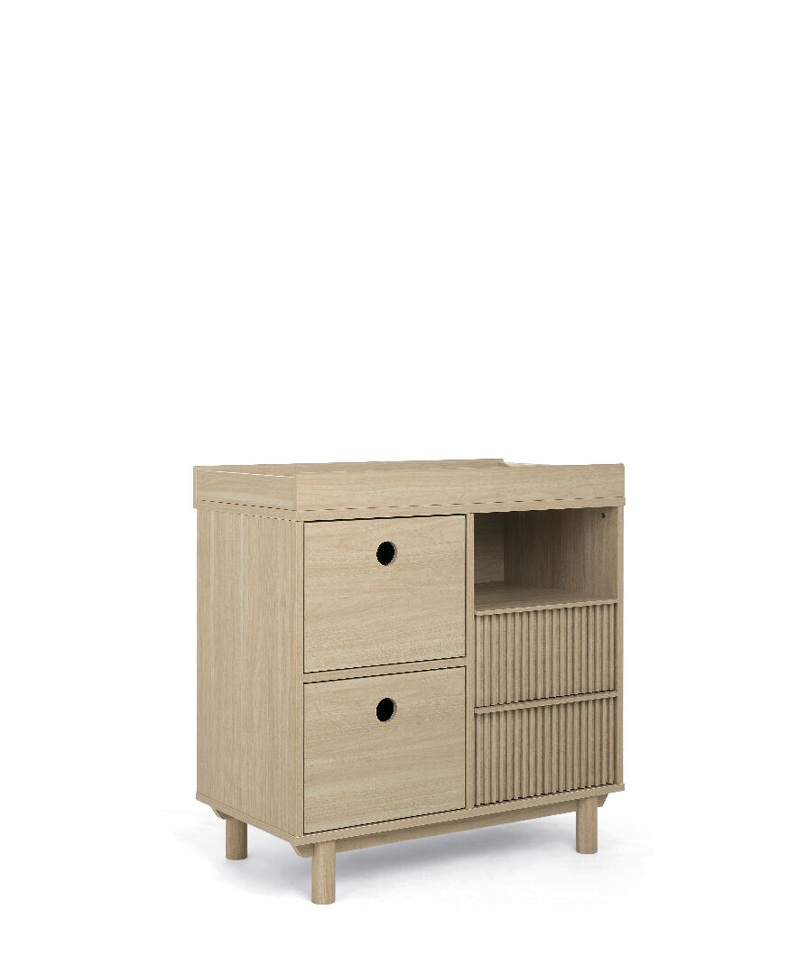 مجموعة سرير أطفال أوسكا ووحدة أدراج ضيقة وخزانة بلون اوك، 3 قطع image number 6