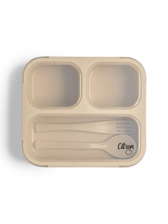 صندوق غداء مع شوكة وملعقة من سيترون - بيج image number 1