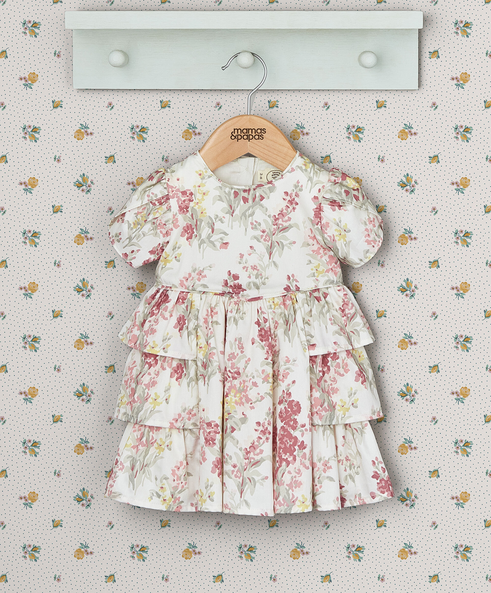 فستان بكشكش ونقشة زهور - وردي وأصفر image number 1