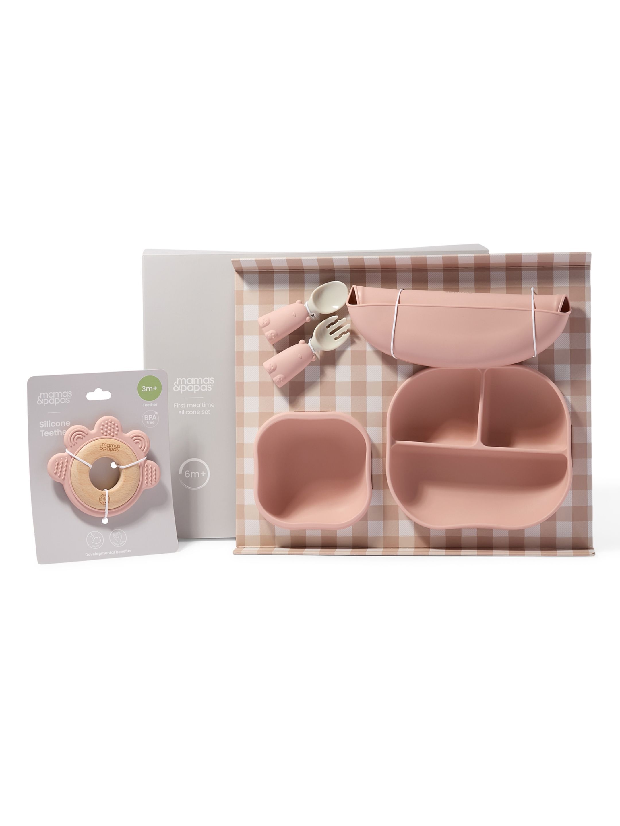 Weaning Set - Melba Silicone Meal Kit with Pink Flower Teether