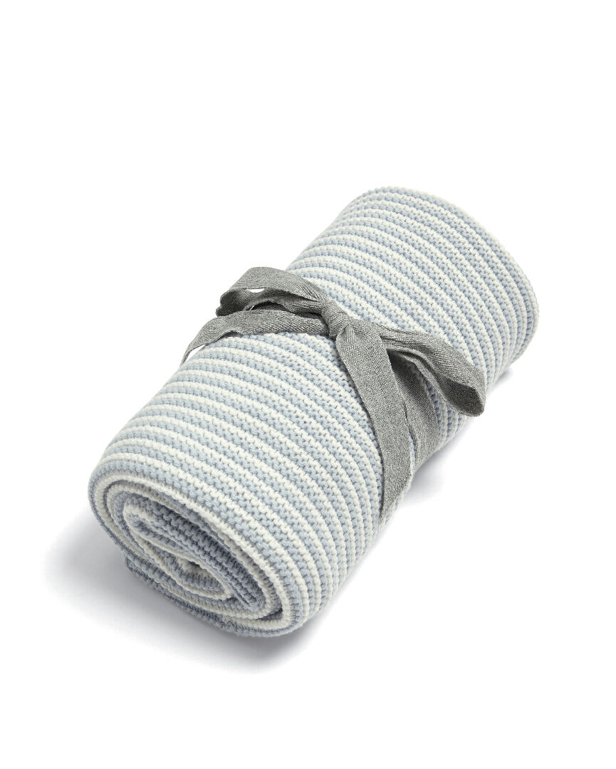 بطانية منسوجة - أرزرق وأبيض image number 1