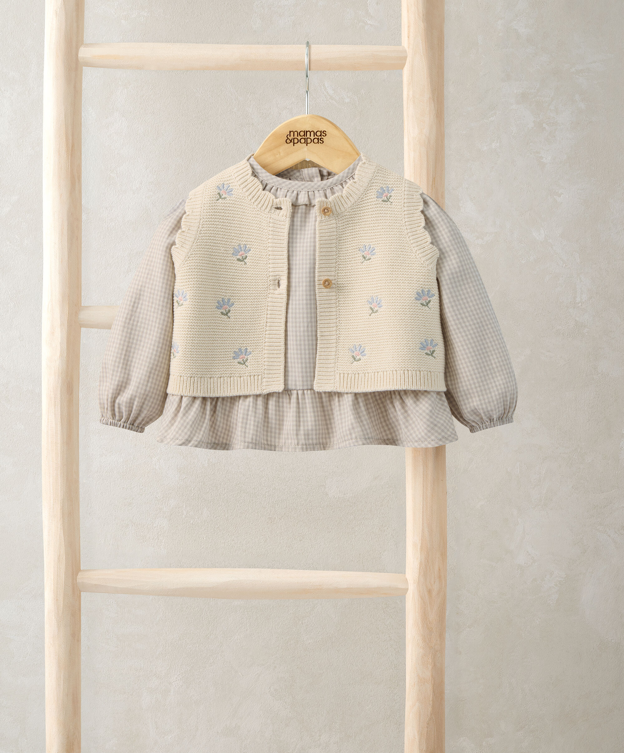 طقم فيست مسنوج وبلوزة للبنات، قطعتين image number 3