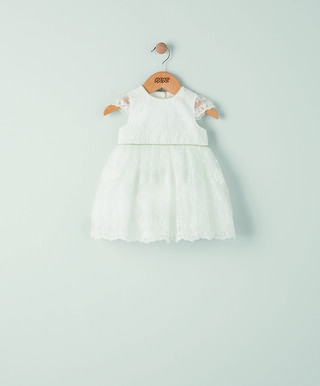 فستان أورجانزا مطرز - أبيض