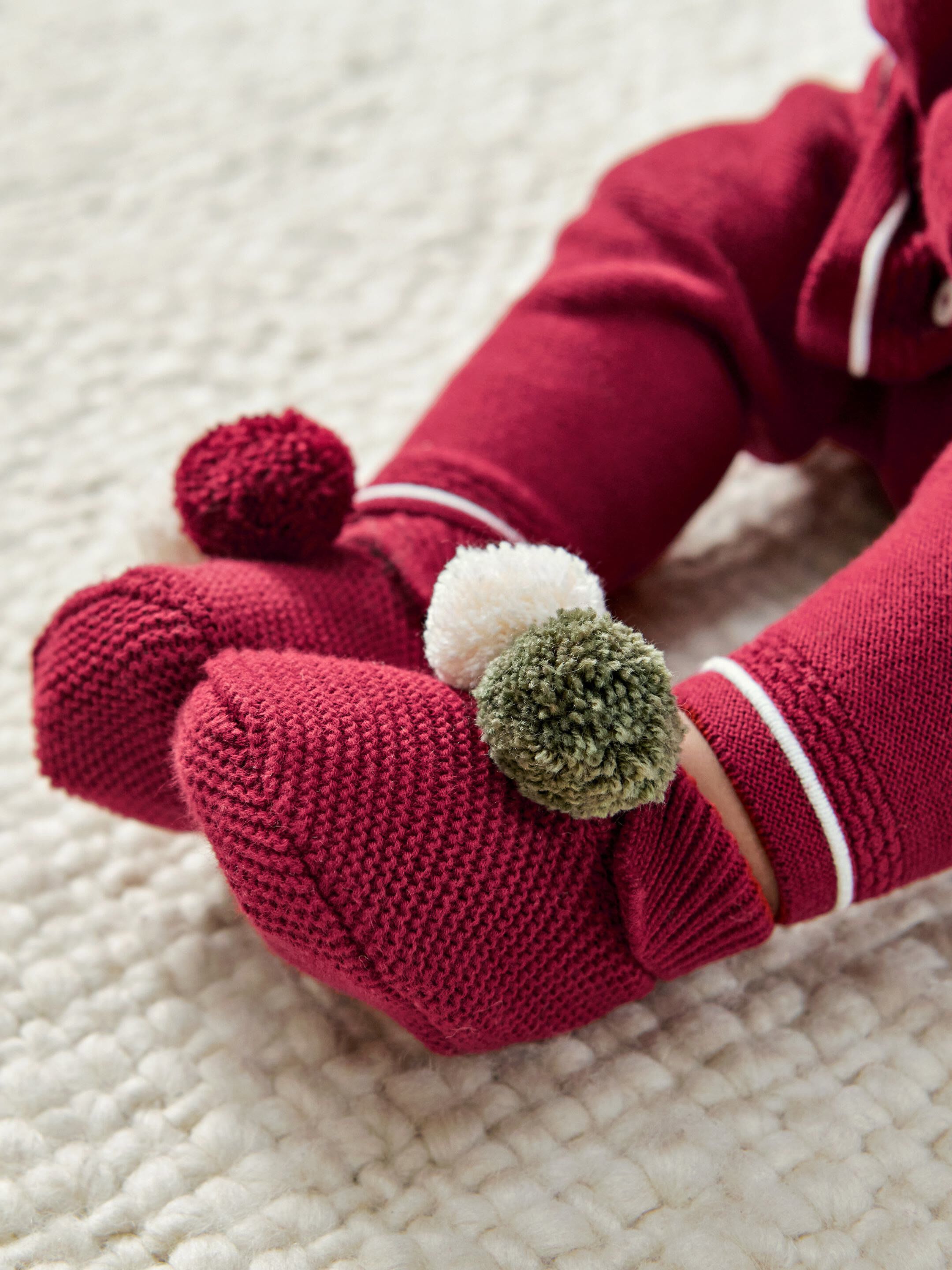 Knitted Pom Pom Booties