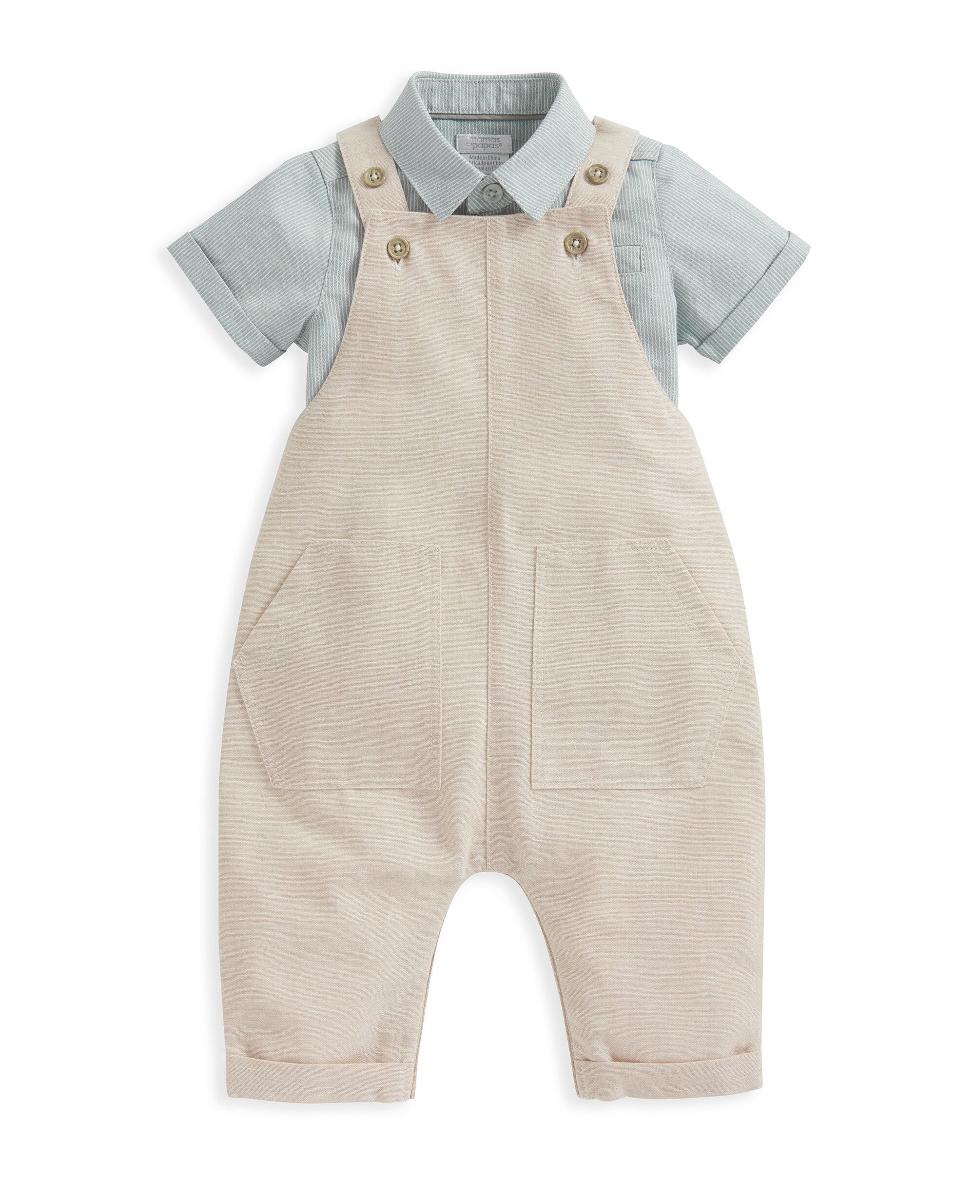 طقم قميص مخطط ودنغري - قطعتان image number 2