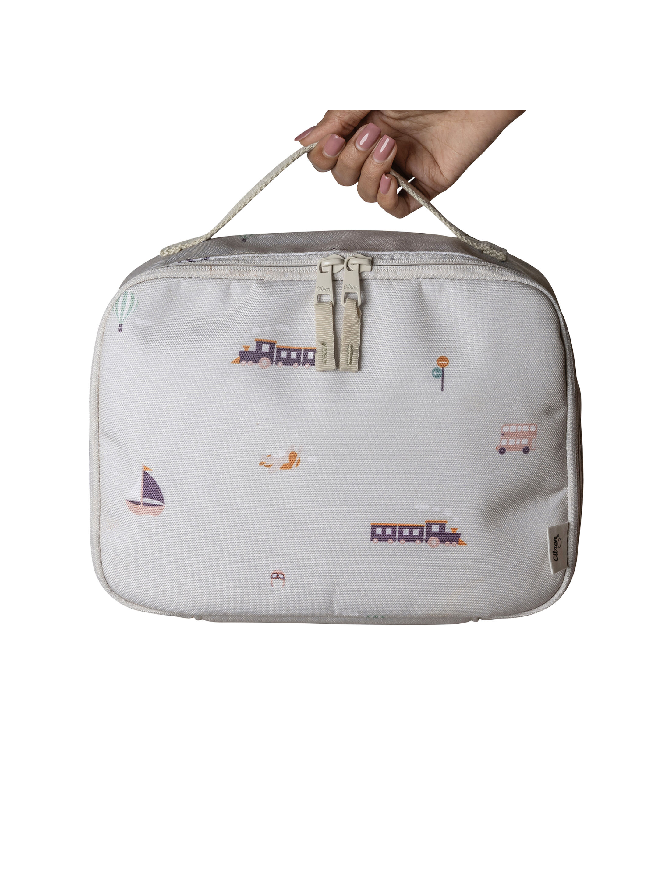 حقيبة غداء عازلة للحرارة بتصميم مربع من سيترون - نقشة مركبات image number 5