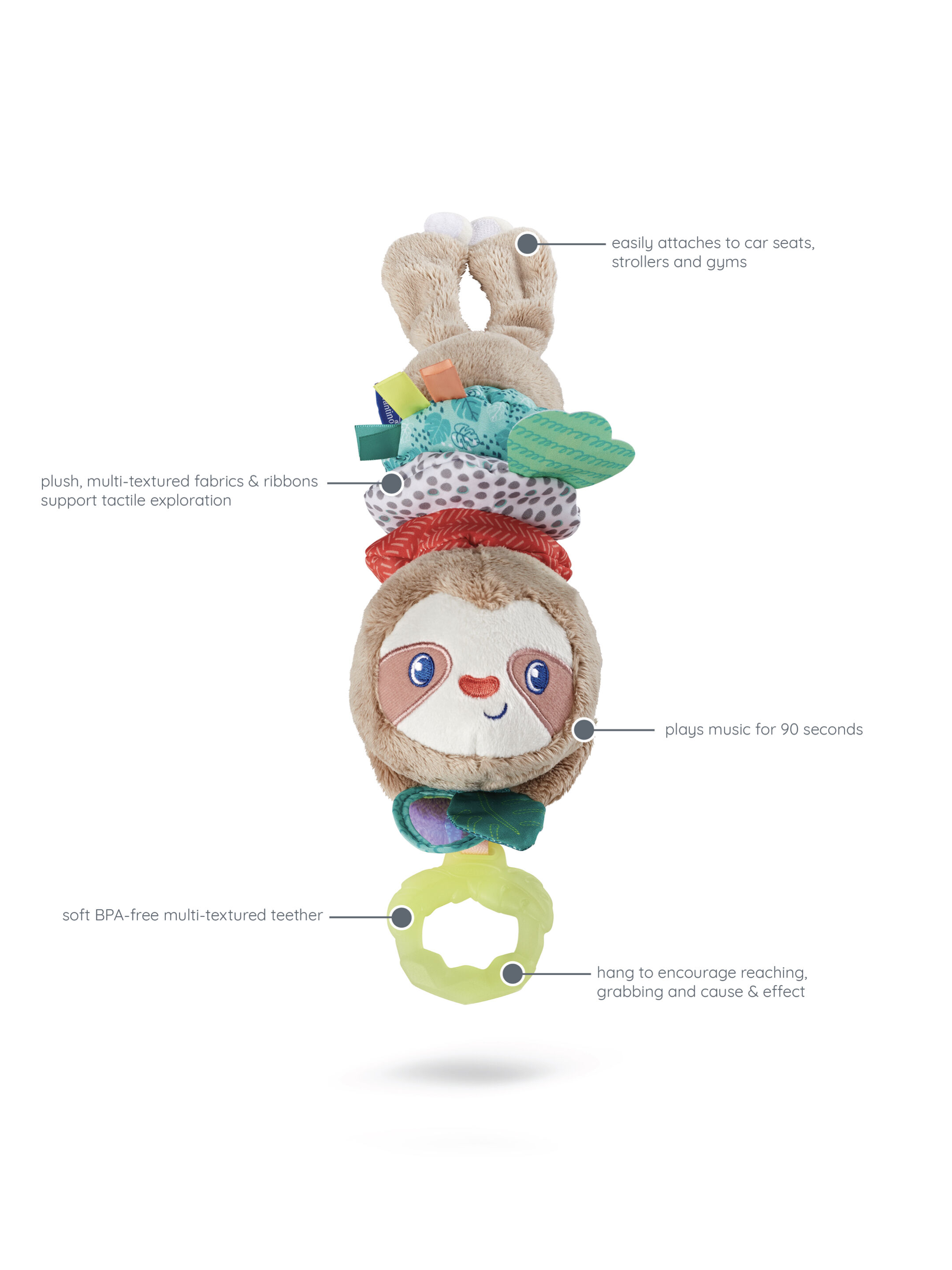 دمية موسيقية متحركة بتصميم حيوان الكسلان من إنفانتينو image number 3