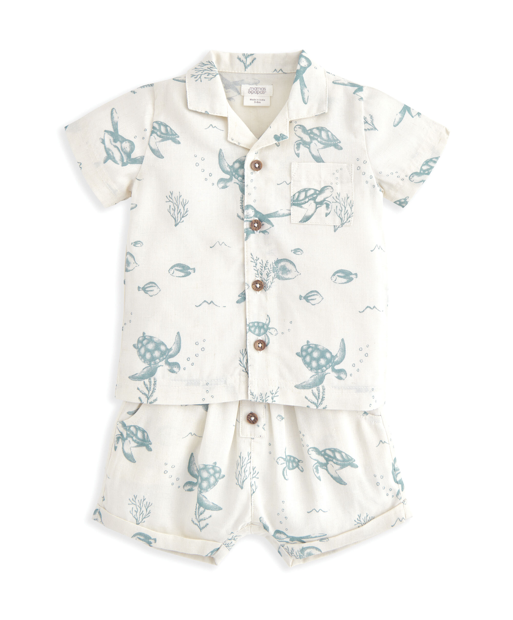 طقم قميص وشورت بنقشة سلاحف بالكامل - قطعتان image number 2