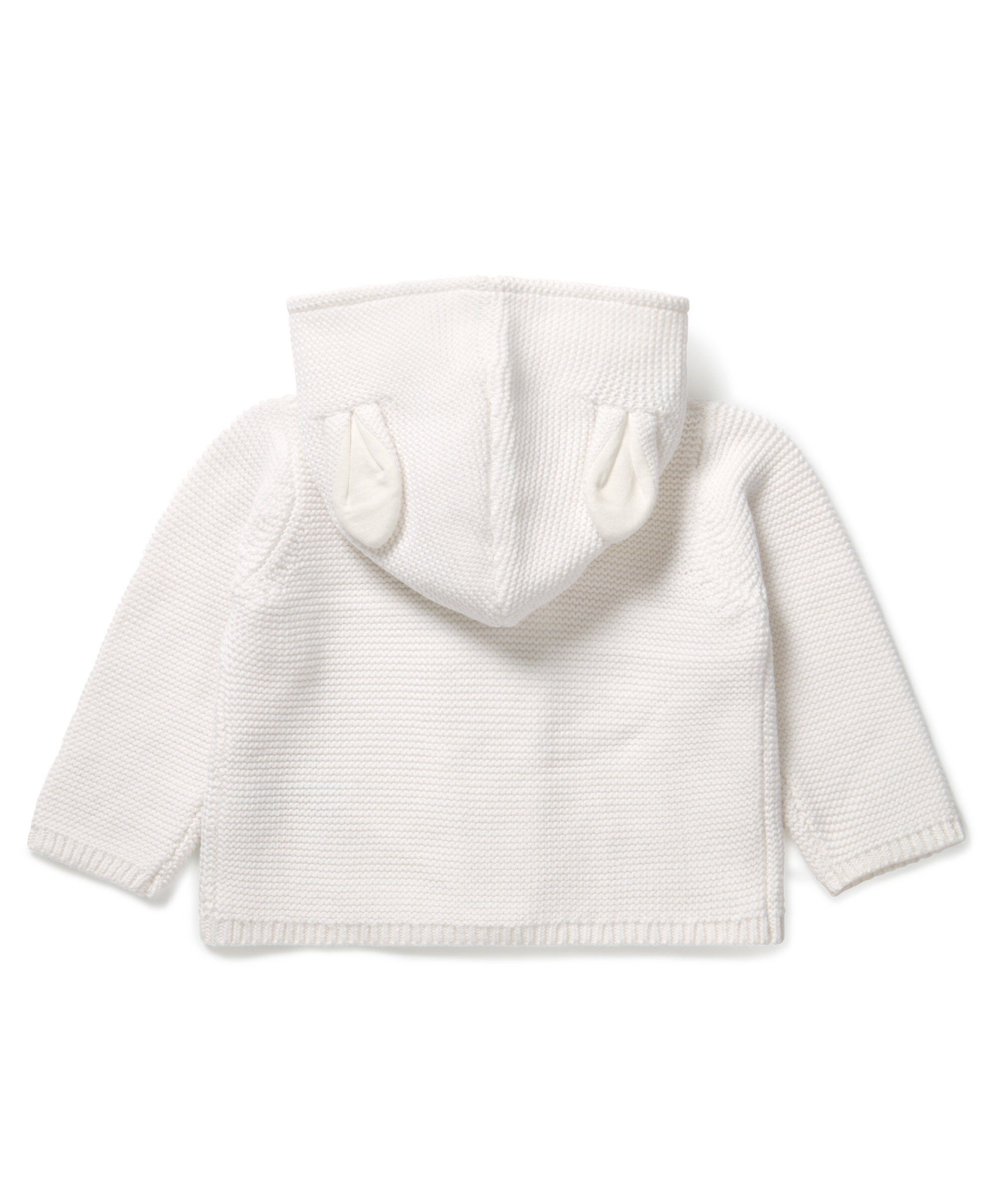 كارديغان بغطاء رأس بأذنين - أبيض image number 2