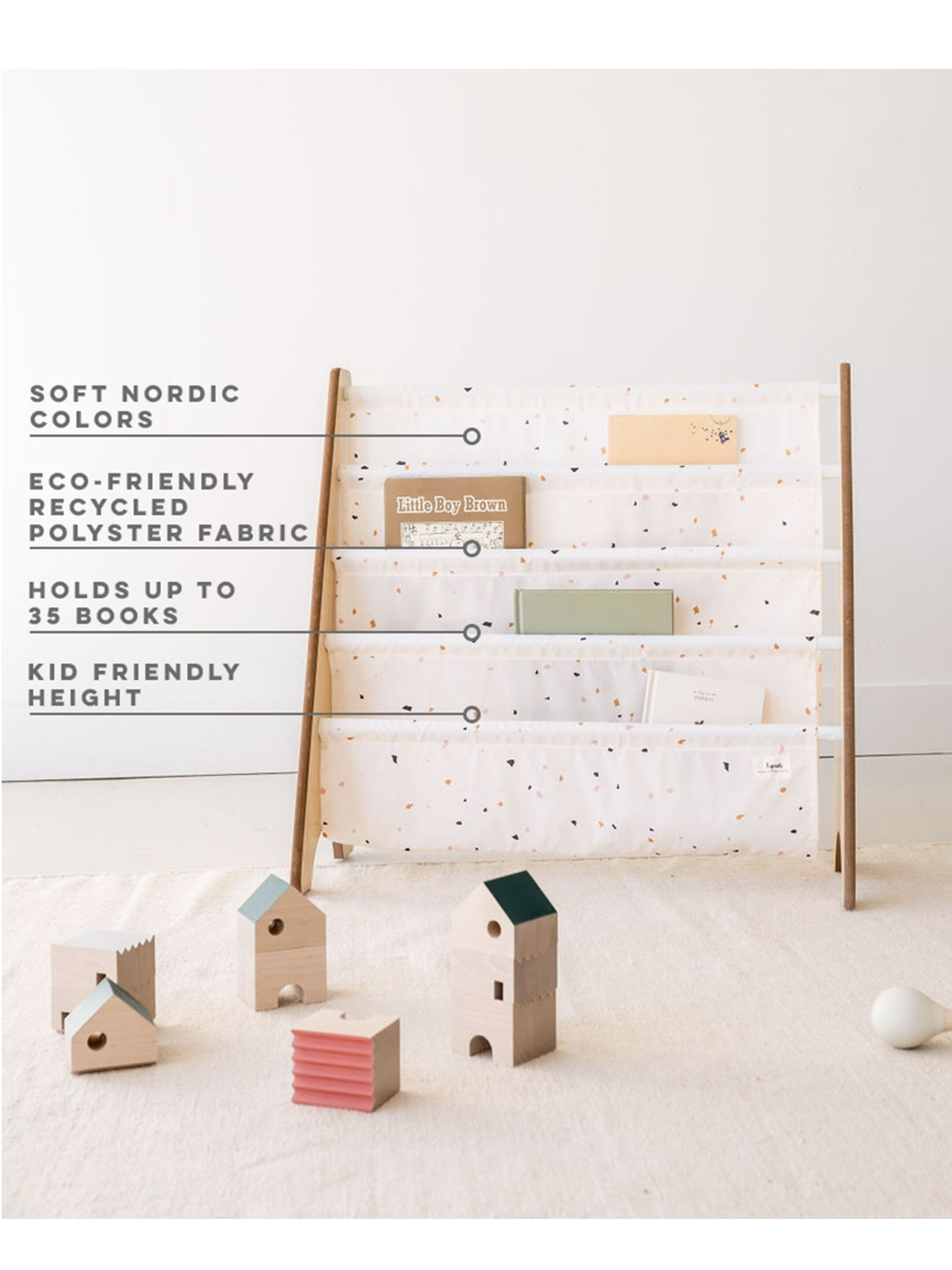 رف تنظيم الكتب معاد تدويره من 3 سبراوتس - أبيض كريمي image number 3