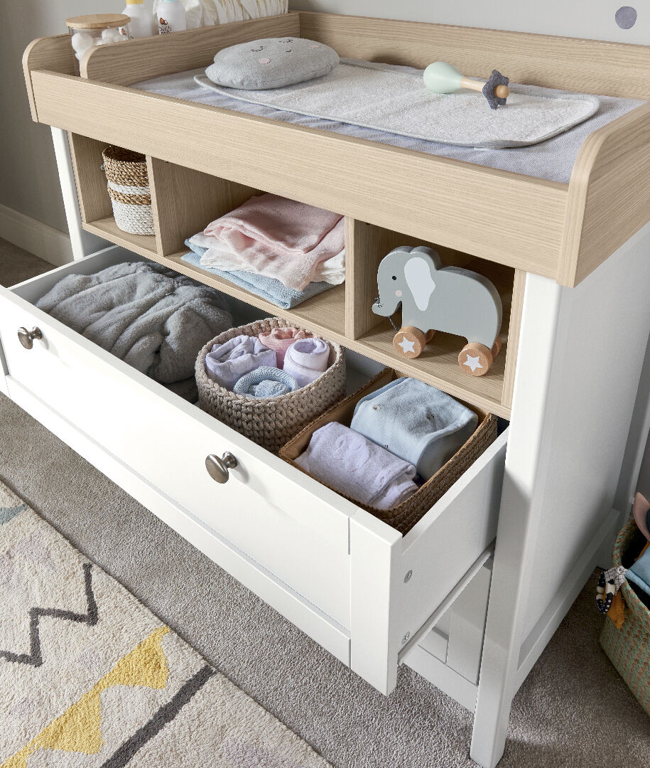 خزانة أدراج/ طاولة تغيير هارويل - أبيض وبني image number 4