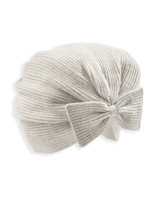 قبعة بعقدة منسوجة - أبيض كريمي
