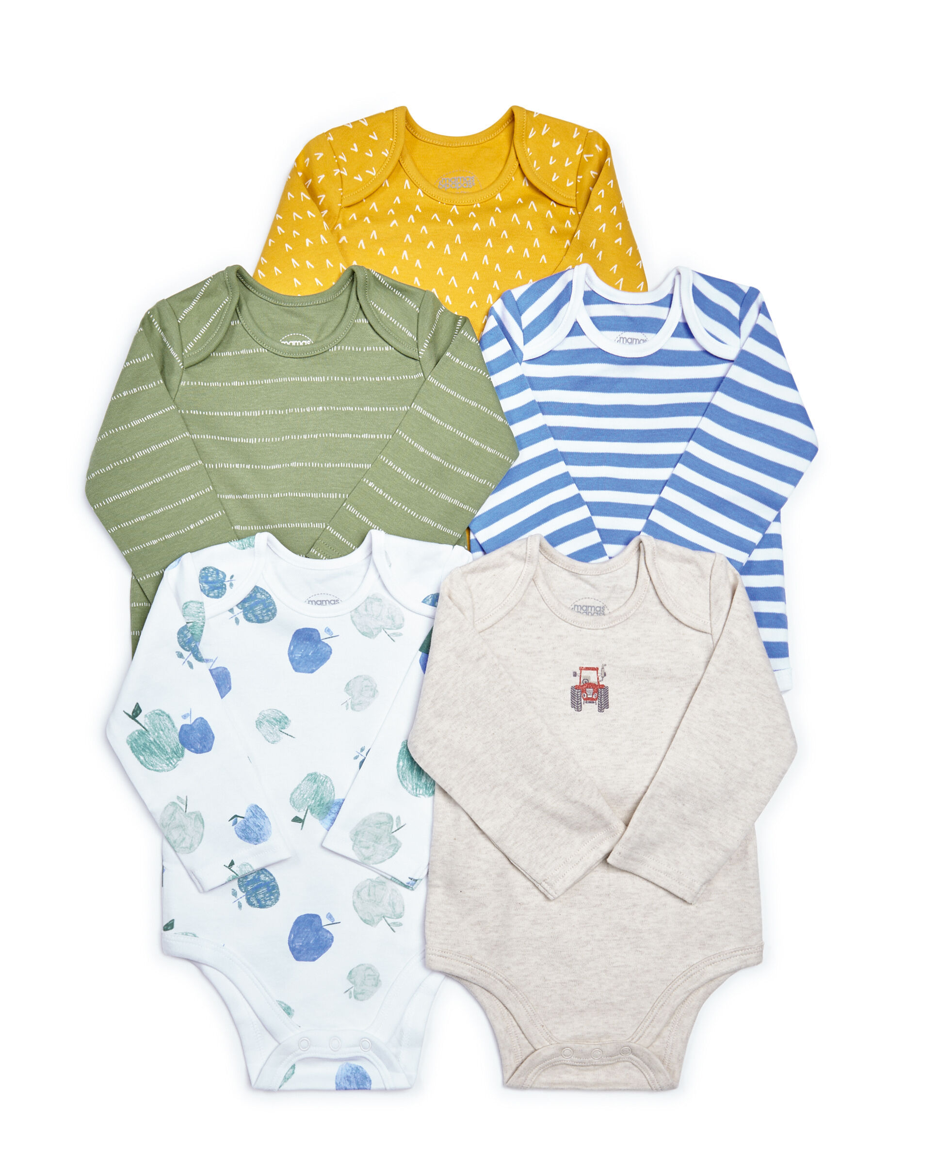 ألبسة قطعة واحدة جيرسيه بأكمام طويلة ونقشات متنوعة - 5 قطع image number 1