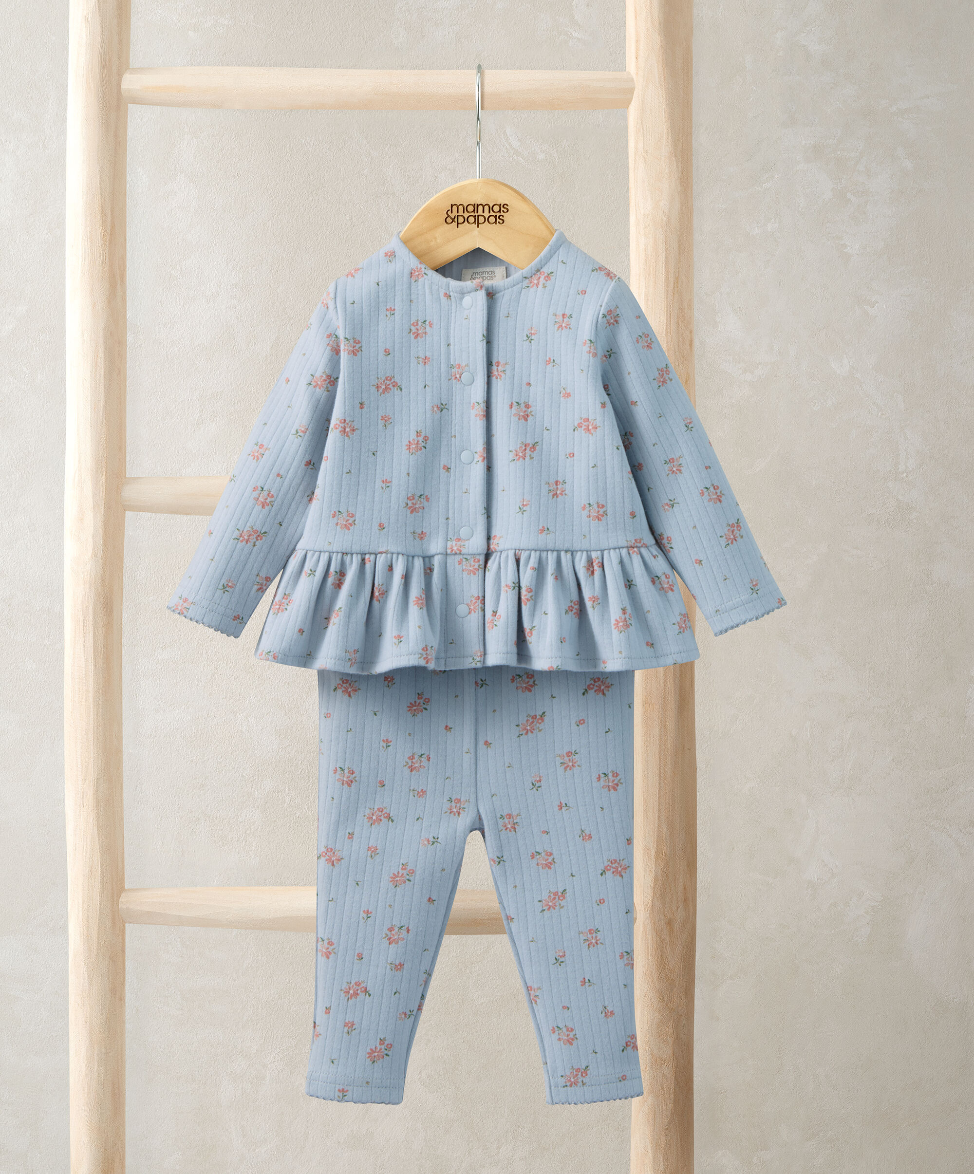 طقم بلوزة بنقشة زهور ولغينغز، قطعتين