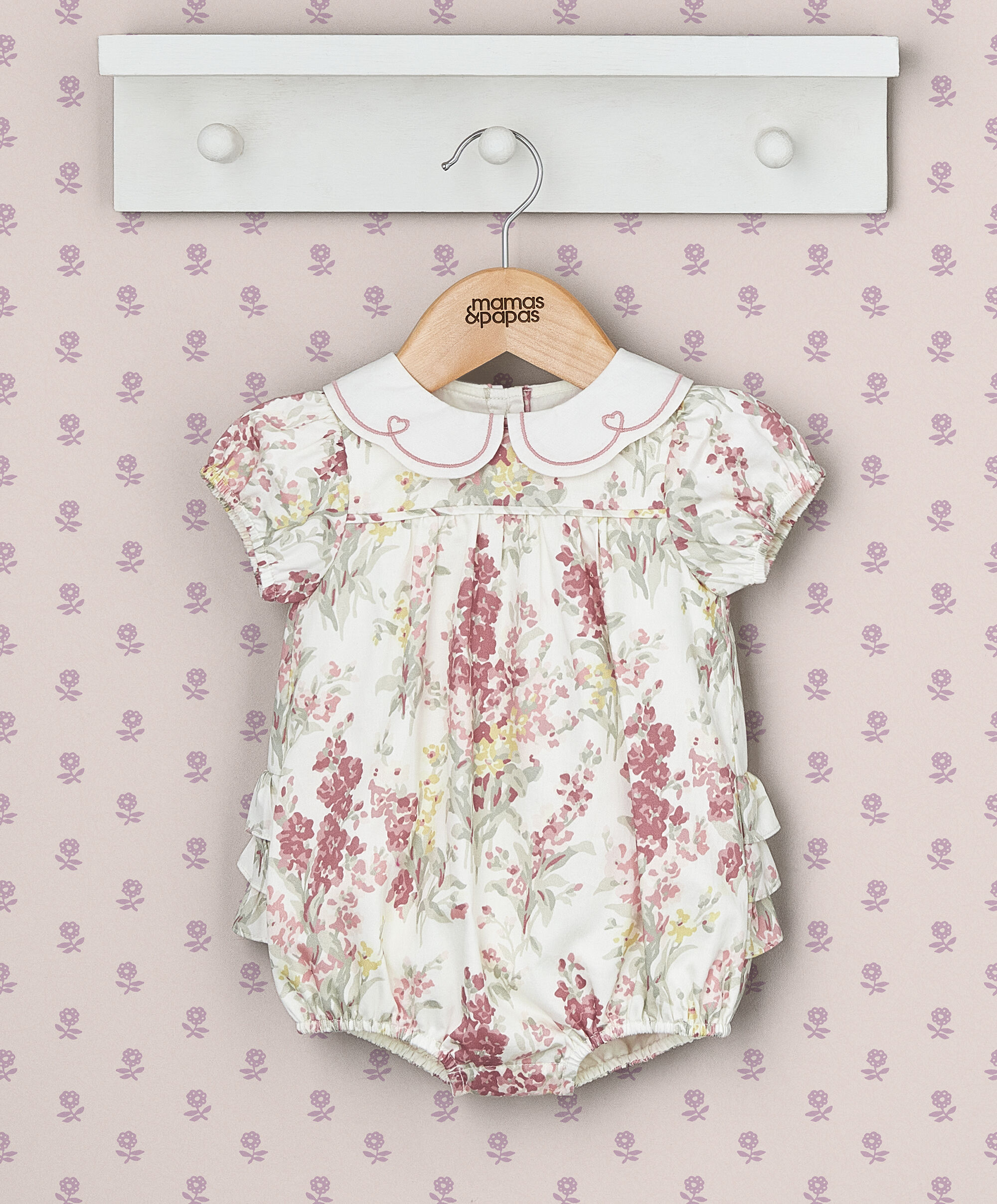 رومبر بياقة صدفية ونقشة زهور image number 1