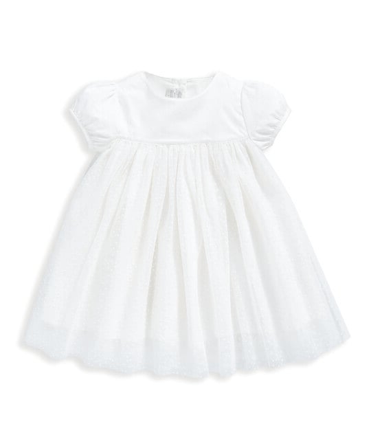 فستان قماش شبكي منقط - أبيض image number 2