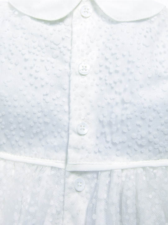 فستان ذو ياقة مصنوع من قماش منقط باللون الأبيض image number 5