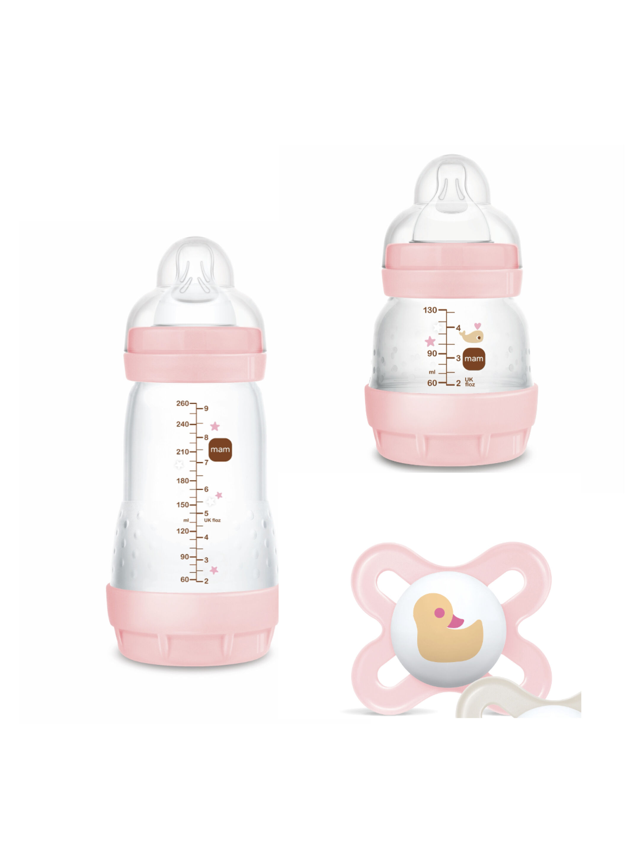 عبوة زجاجة رضاعة مرنة سيليكون مام بيبي إيزي ستارت مضادة للمغص - من سن الولادة فما فوق | سي لايف بينك - 3 قطع