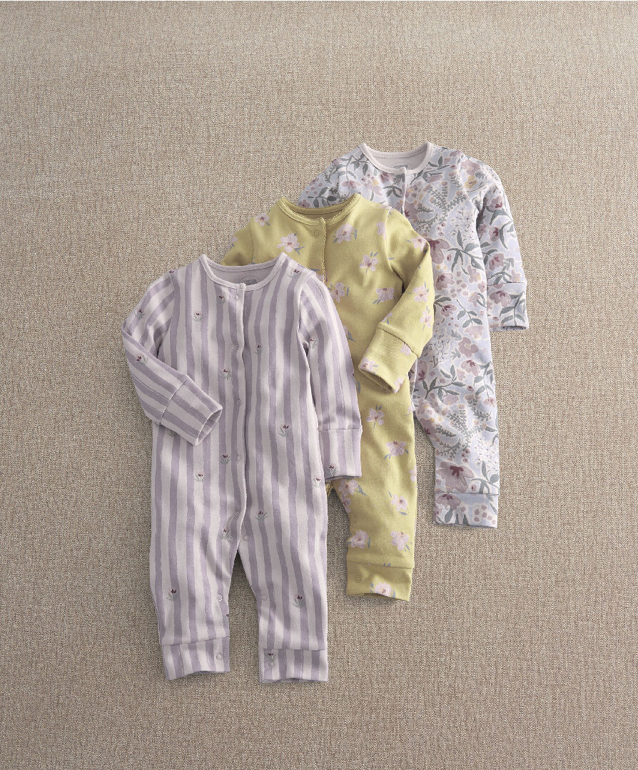 3pk Creative Floral Sleepsuits image number 1