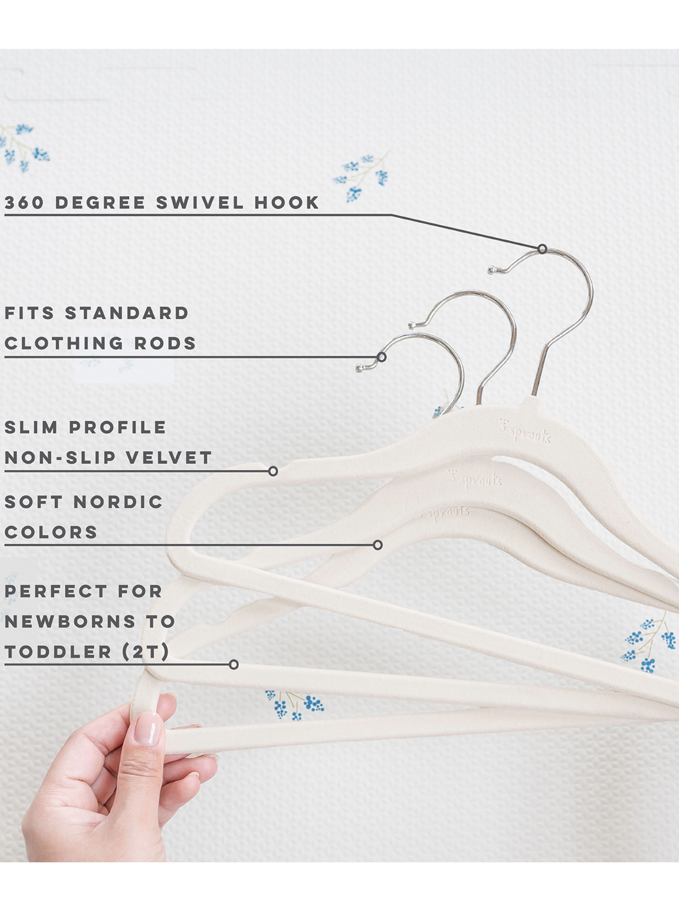 مجموعة علاقات مخمل من 3 سبراوتس بلون أخضر - 15 قطعة image number 3